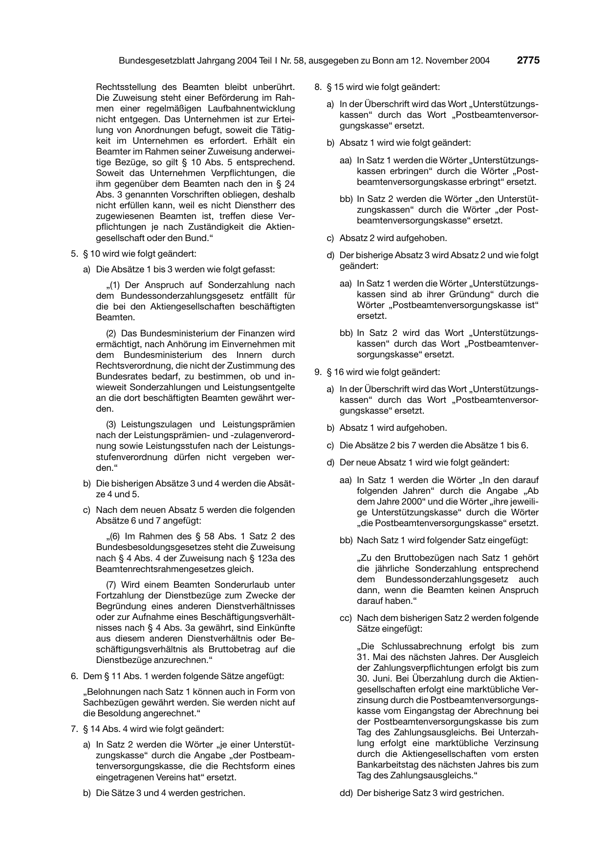 BGBl. 2004, Seite 2775 — Originalseite als Abbildung