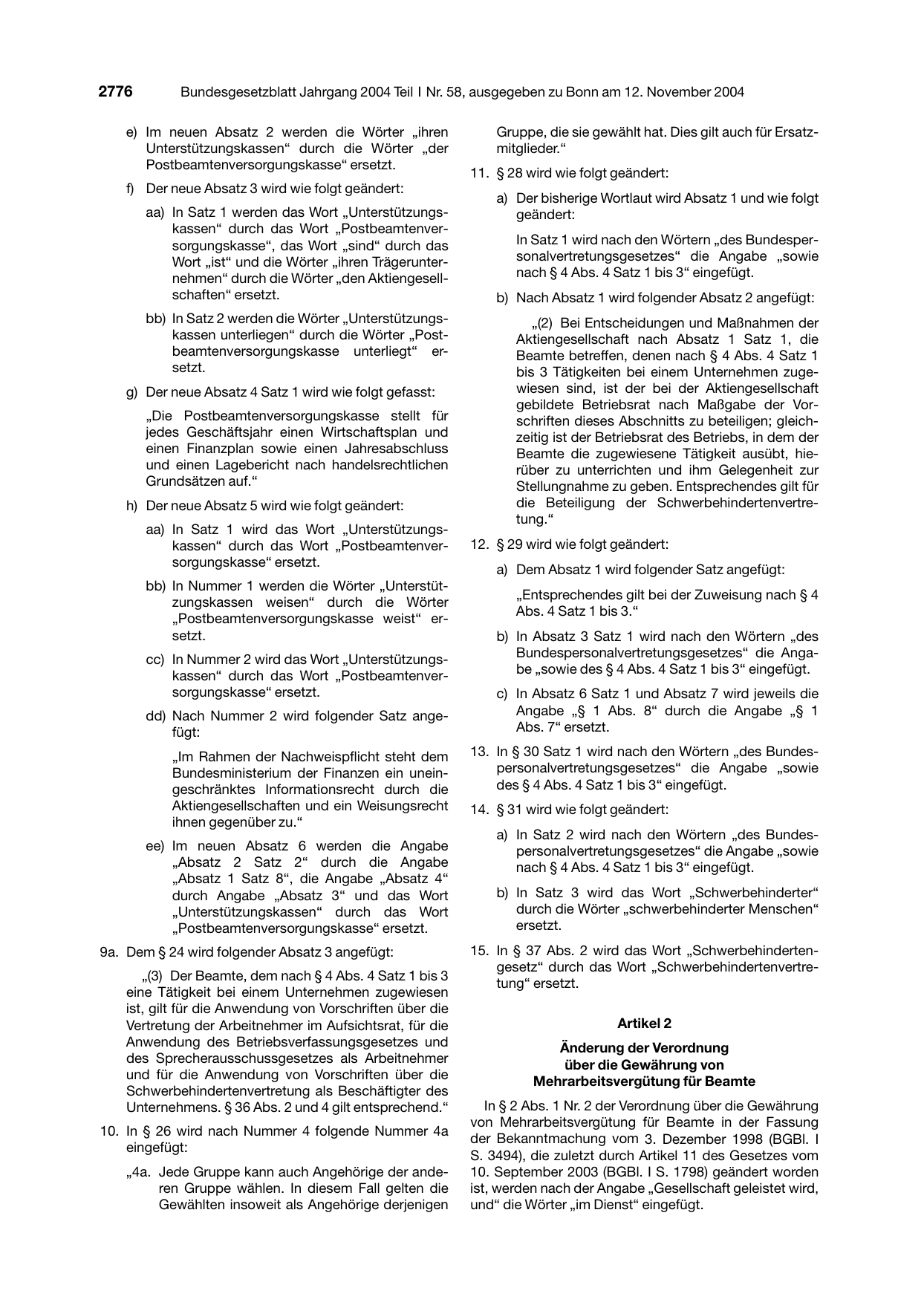 BGBl. 2004, Seite 2776 — Originalseite als Abbildung