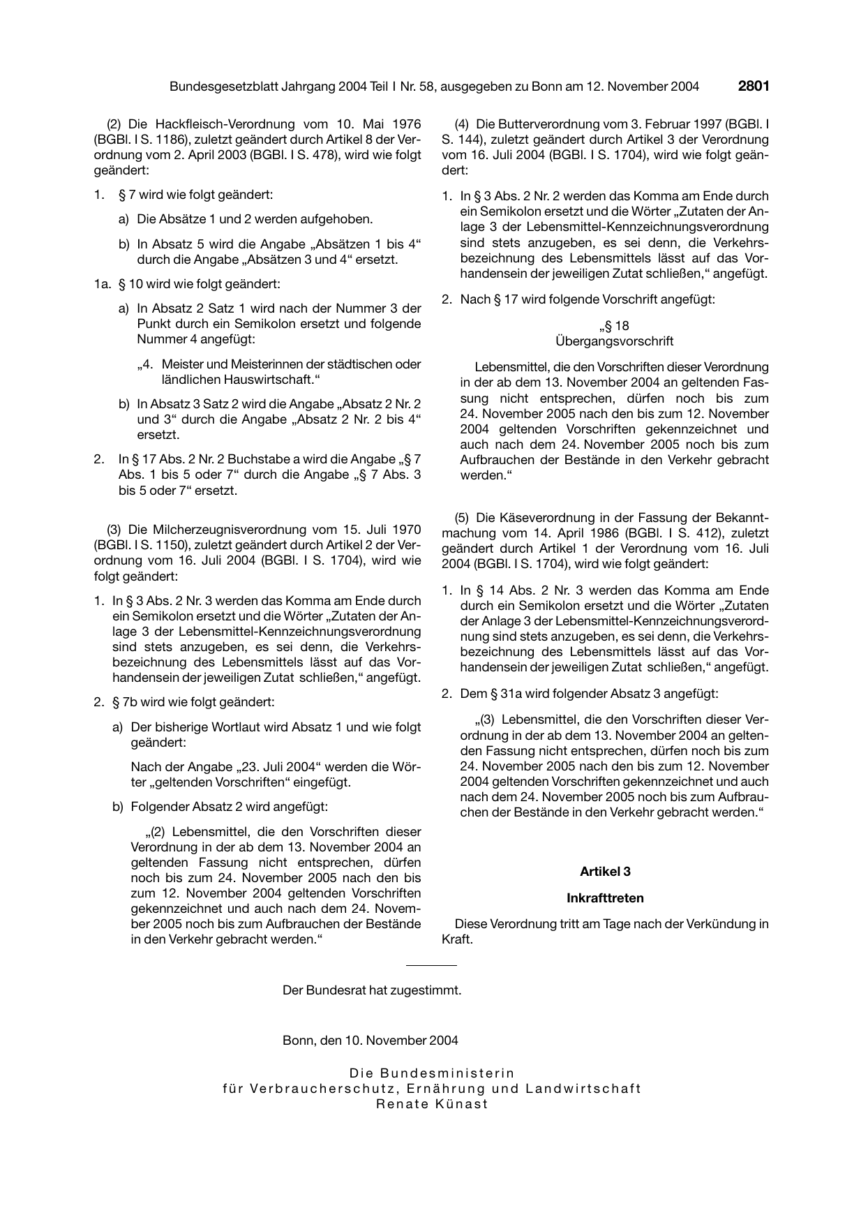 BGBl. 2004, Seite 2801 — Originalseite als Abbildung