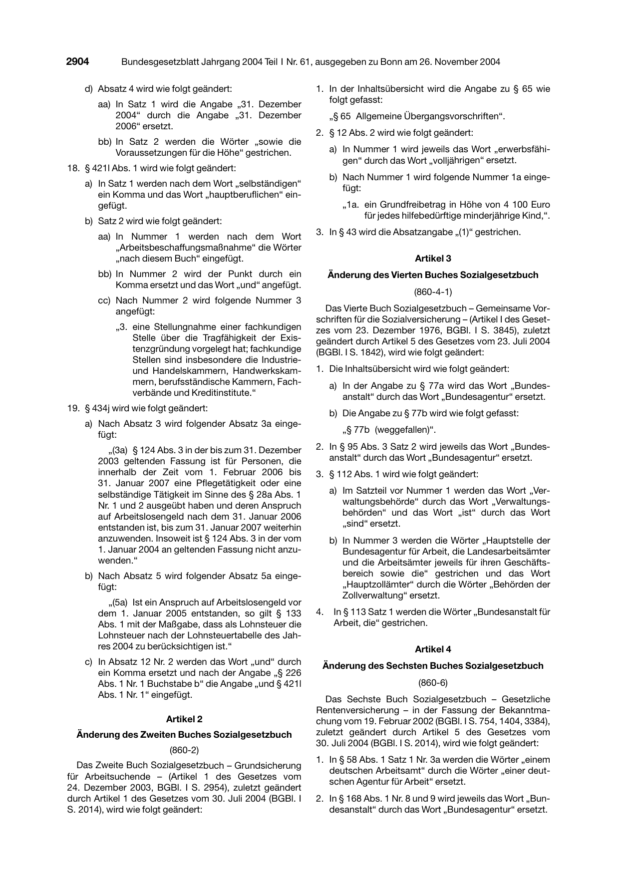 BGBl. 2004, Seite 2904 — Originalseite als Abbildung