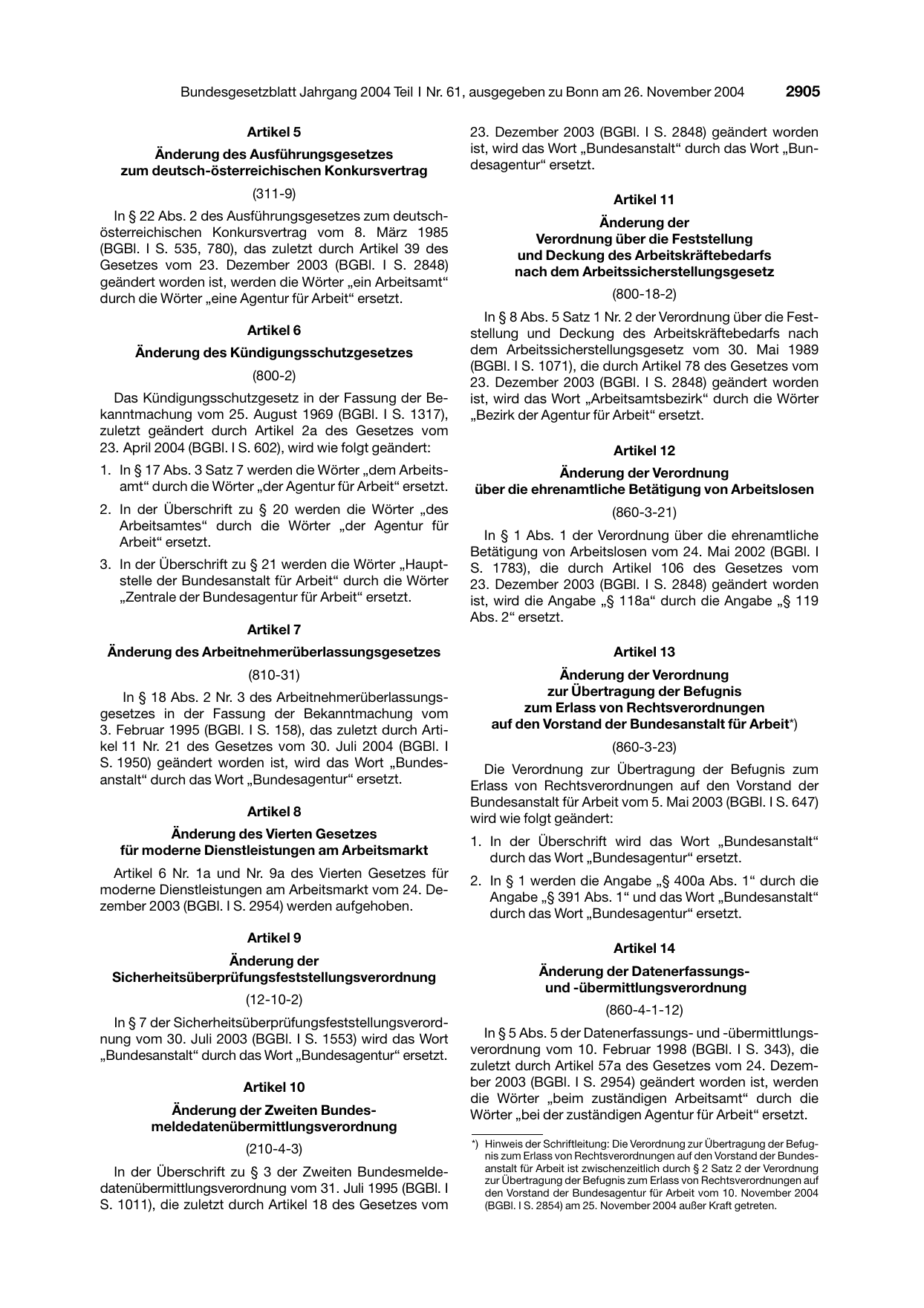 BGBl. 2004, Seite 2905 — Originalseite als Abbildung