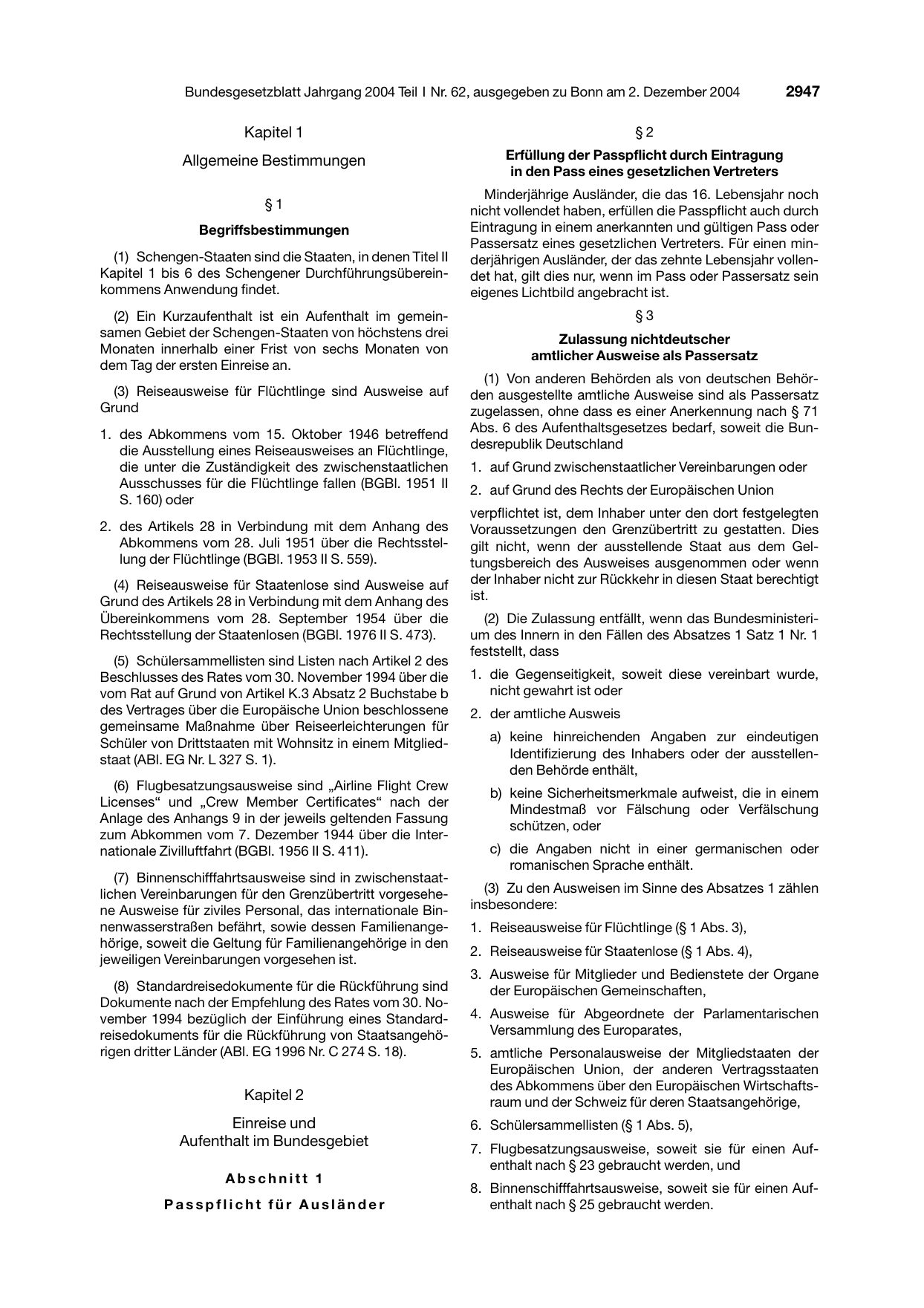 BGBl. 2004, Seite 2947 — Originalseite als Abbildung