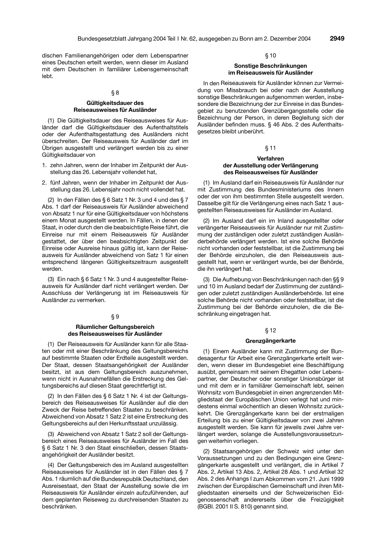 BGBl. 2004, Seite 2949 — Originalseite als Abbildung