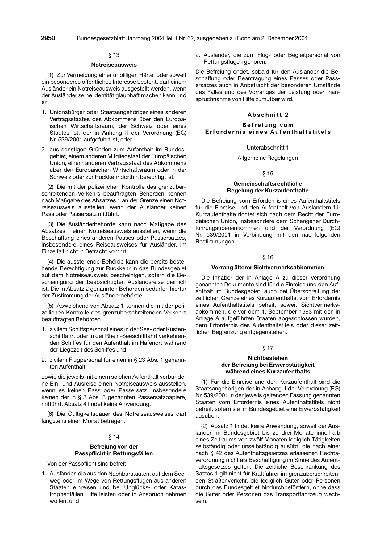 BGBl. 2004, Seite 2950 — Originalseite als Abbildung