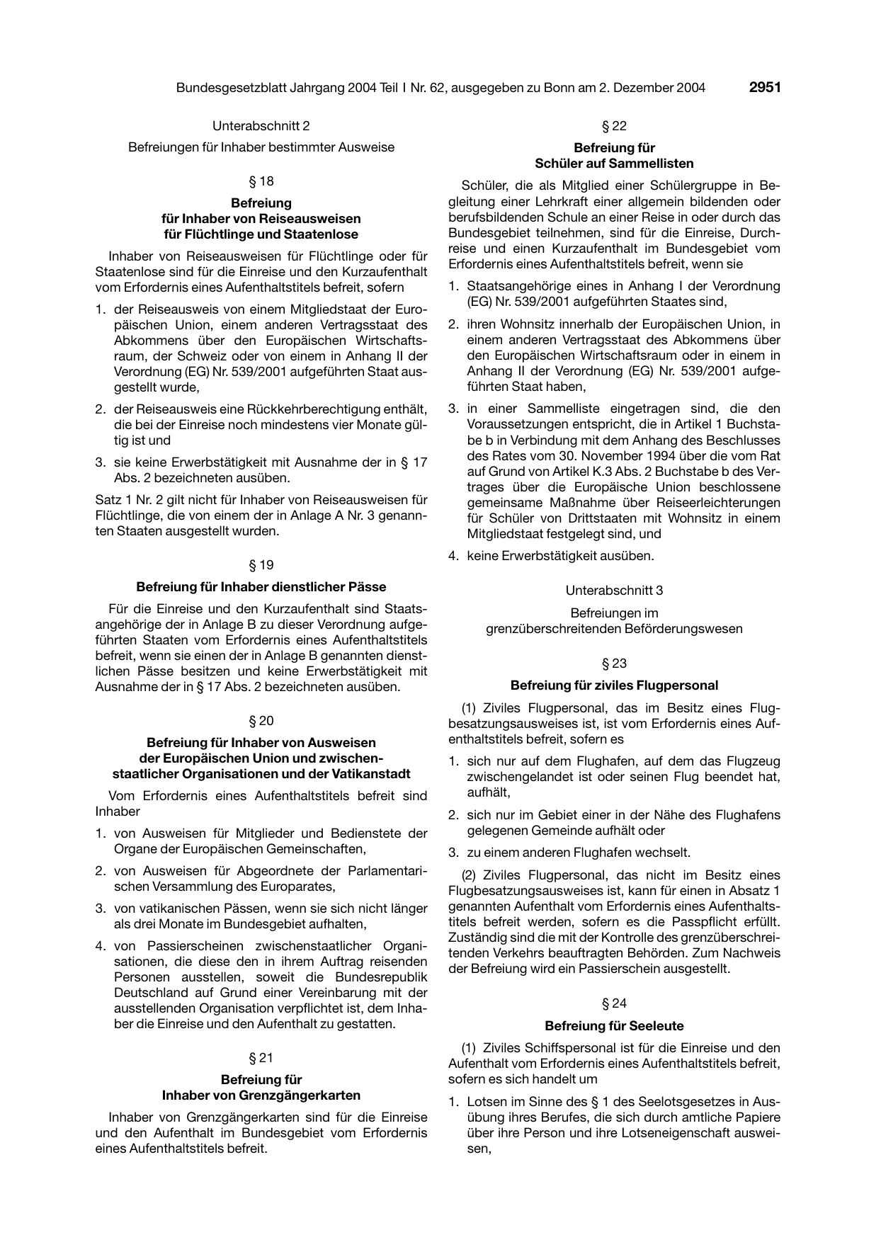 BGBl. 2004, Seite 2951 — Originalseite als Abbildung