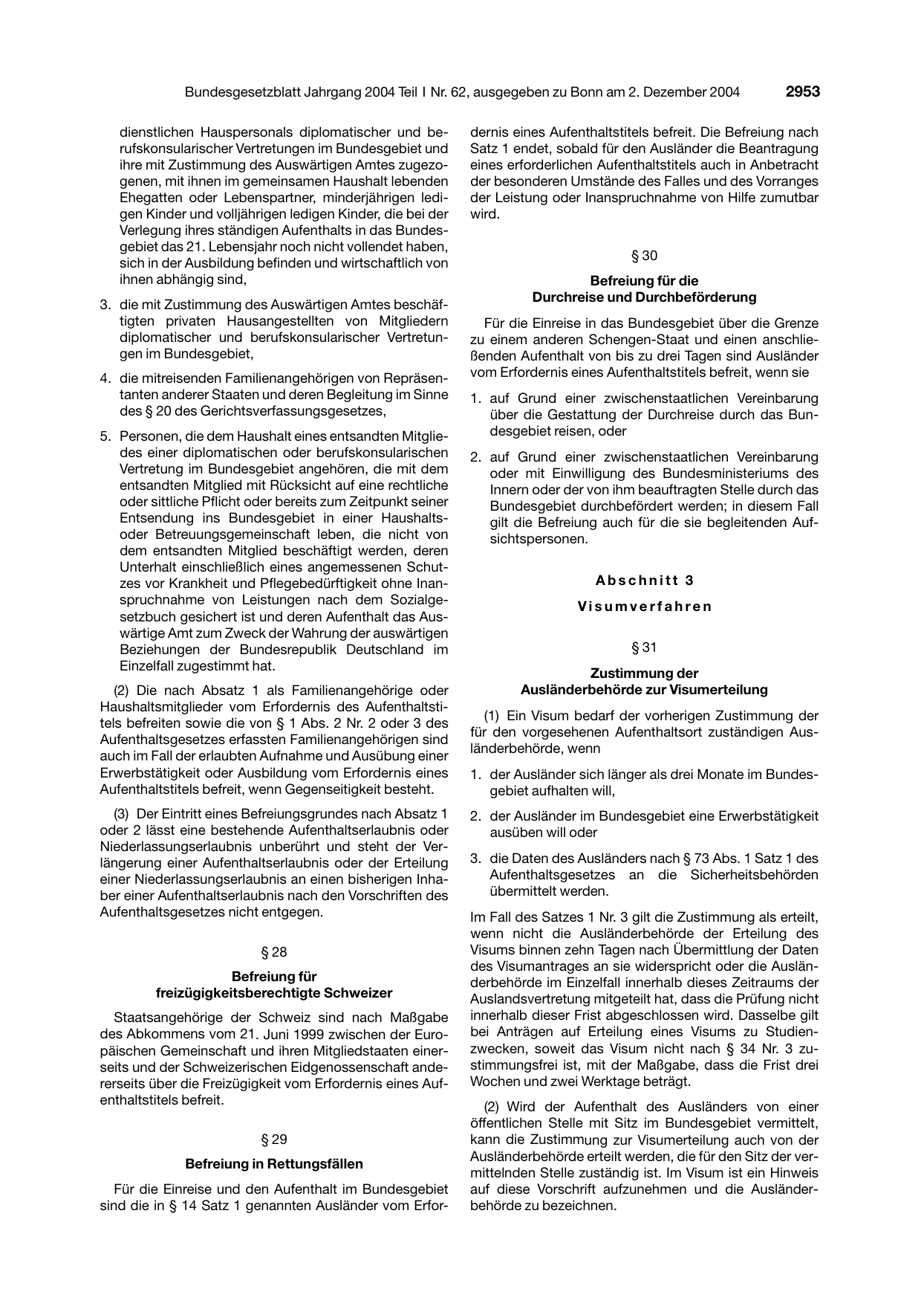 BGBl. 2004, Seite 2953 — Originalseite als Abbildung