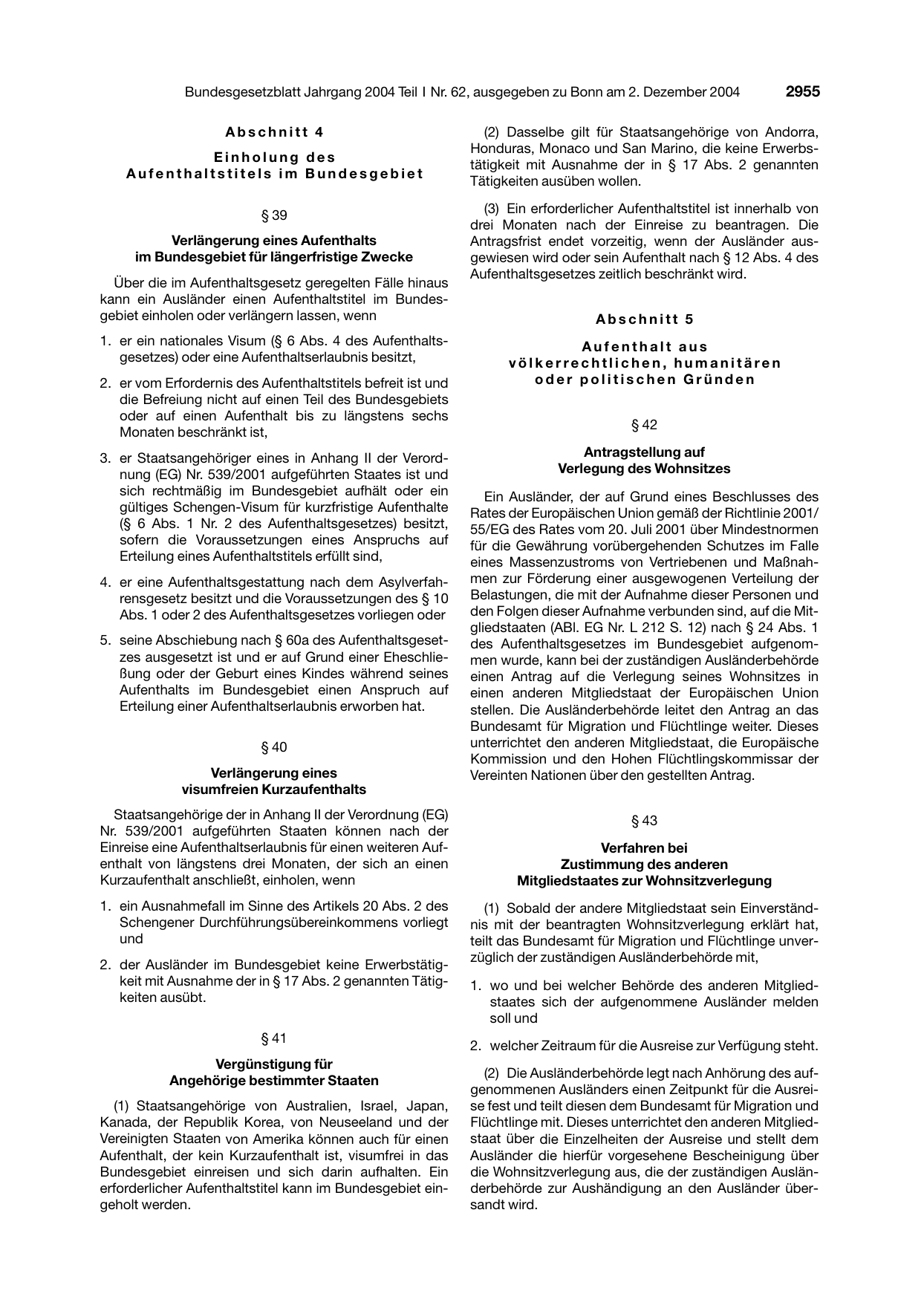 BGBl. 2004, Seite 2955 — Originalseite als Abbildung