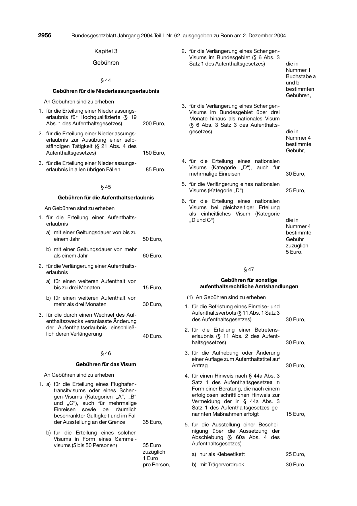 BGBl. 2004, Seite 2956 — Originalseite als Abbildung