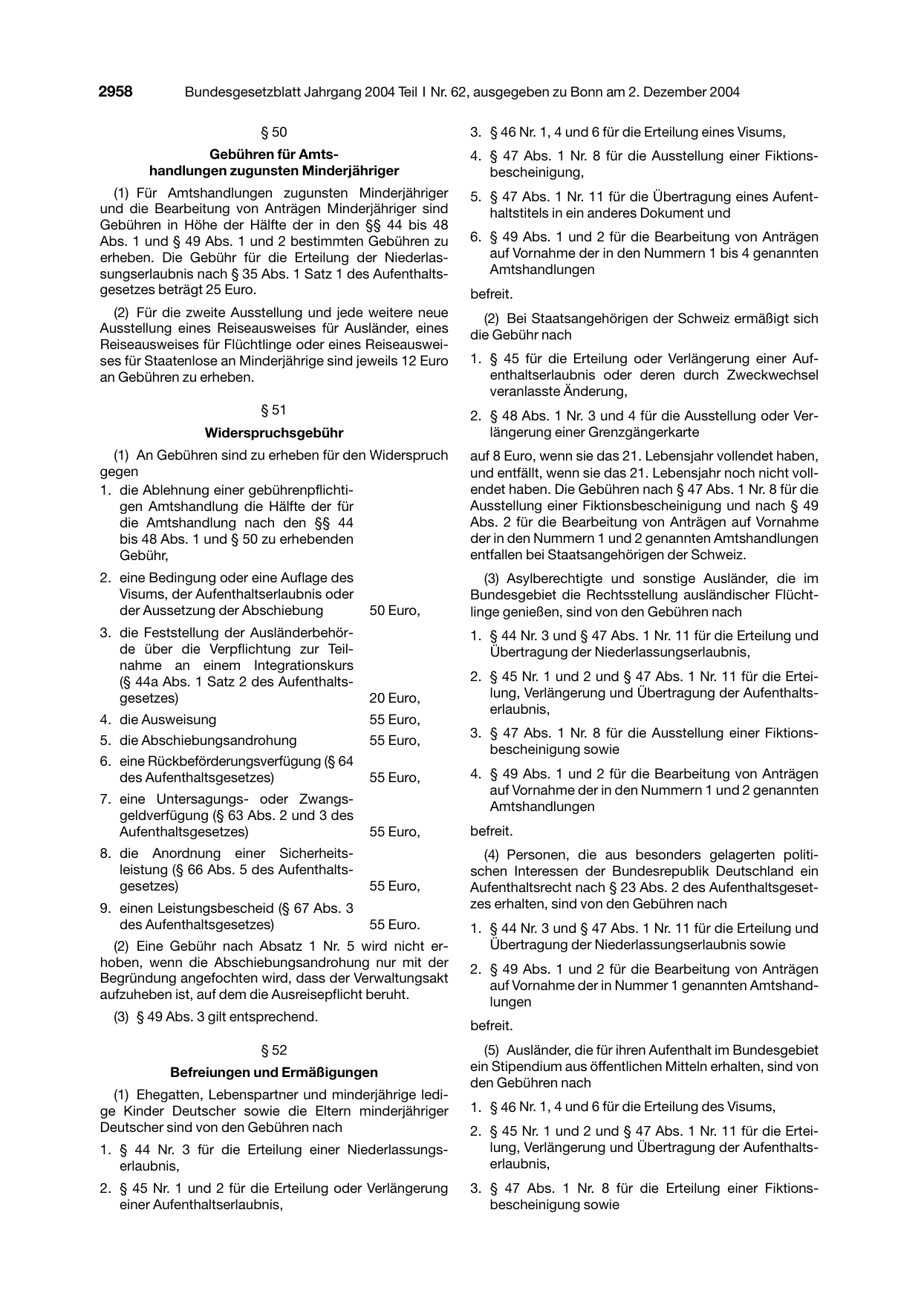 BGBl. 2004, Seite 2958 — Originalseite als Abbildung
