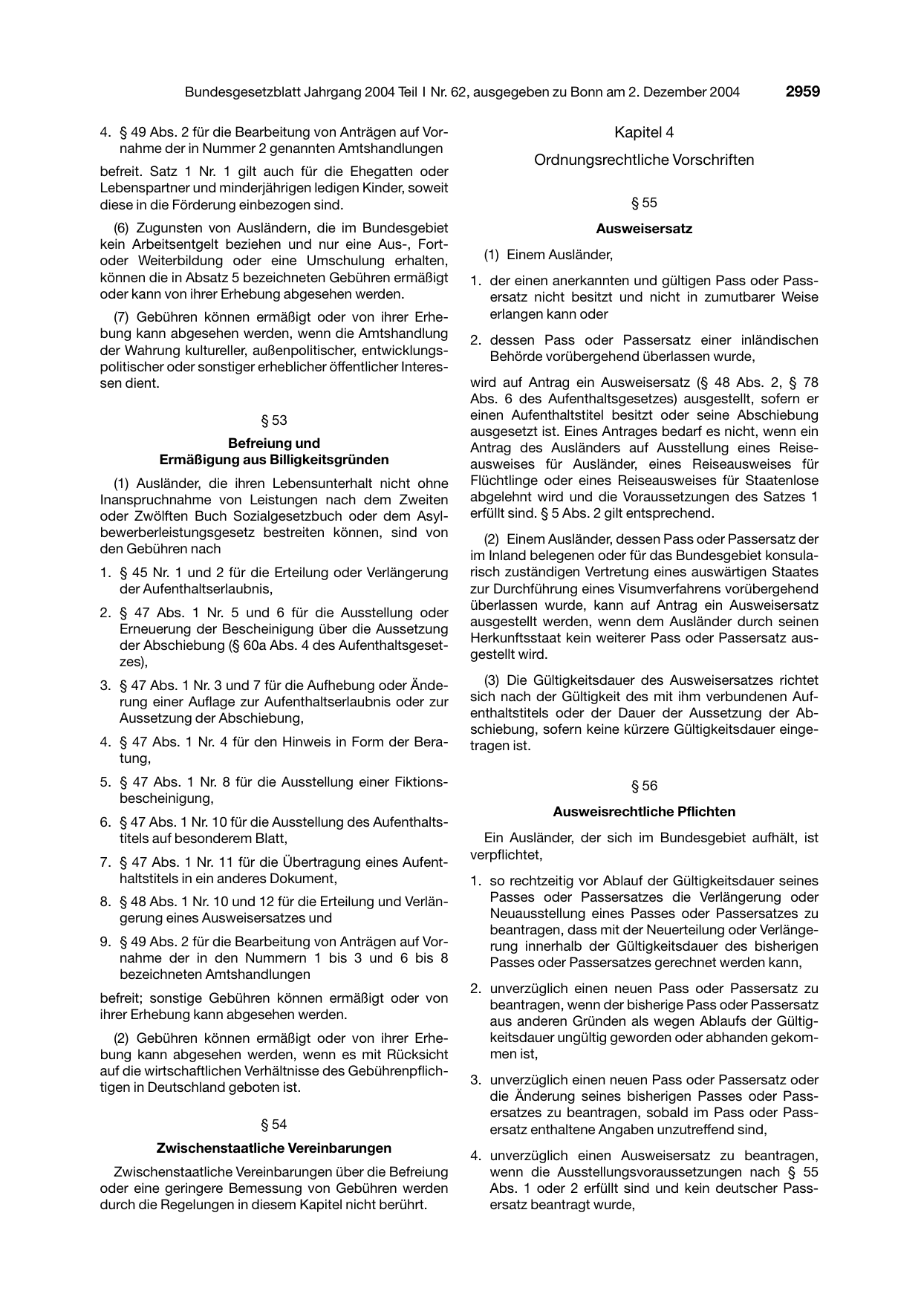 BGBl. 2004, Seite 2959 — Originalseite als Abbildung
