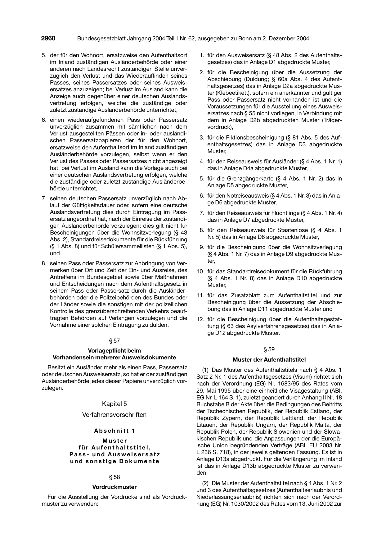 BGBl. 2004, Seite 2960 — Originalseite als Abbildung