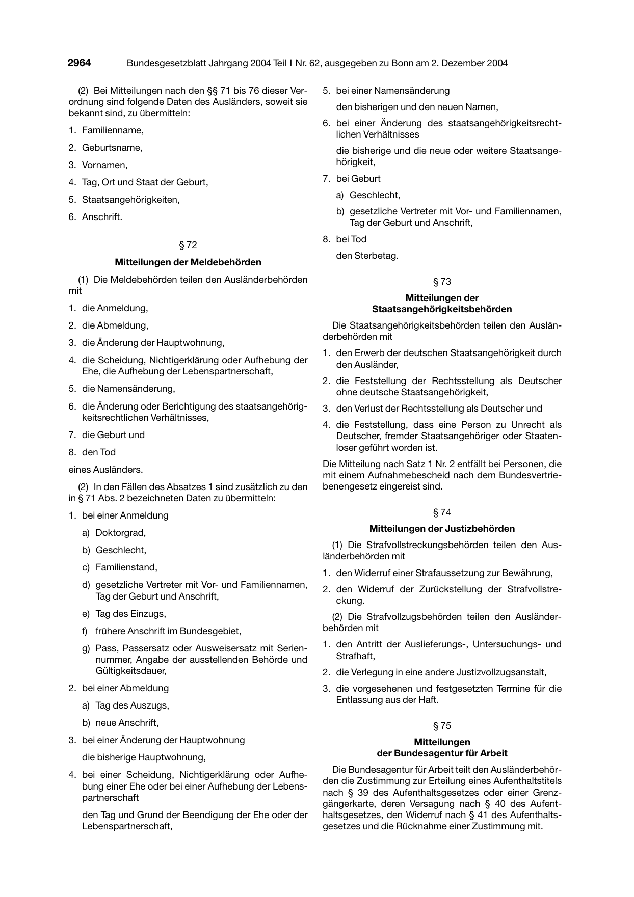 BGBl. 2004, Seite 2964 — Originalseite als Abbildung