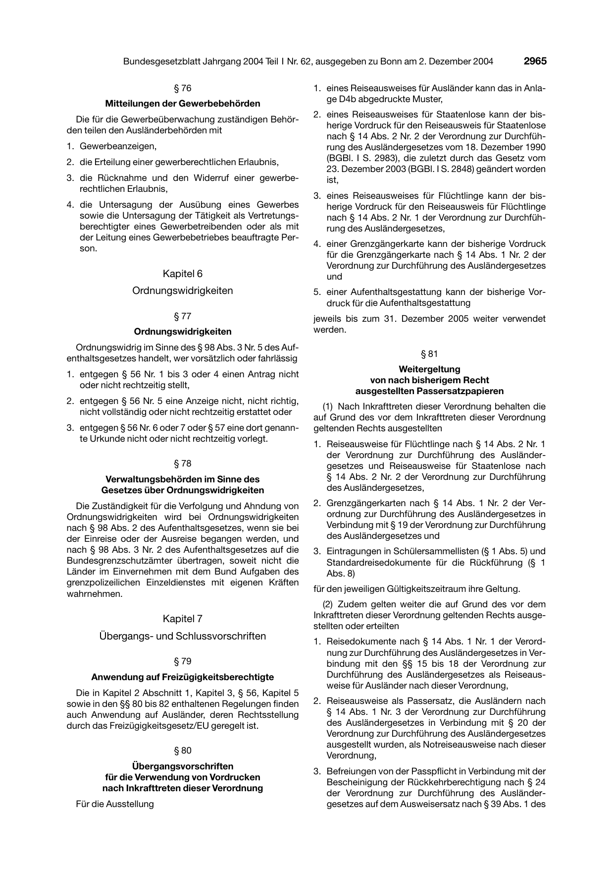 BGBl. 2004, Seite 2965 — Originalseite als Abbildung