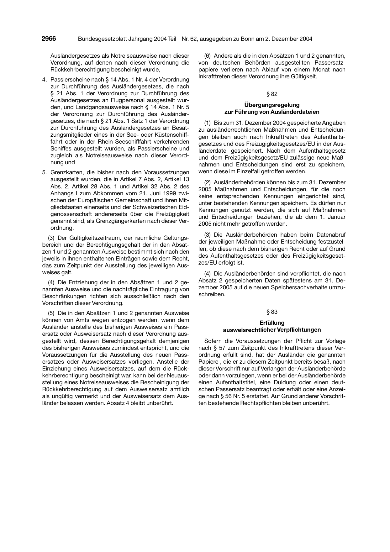 BGBl. 2004, Seite 2966 — Originalseite als Abbildung