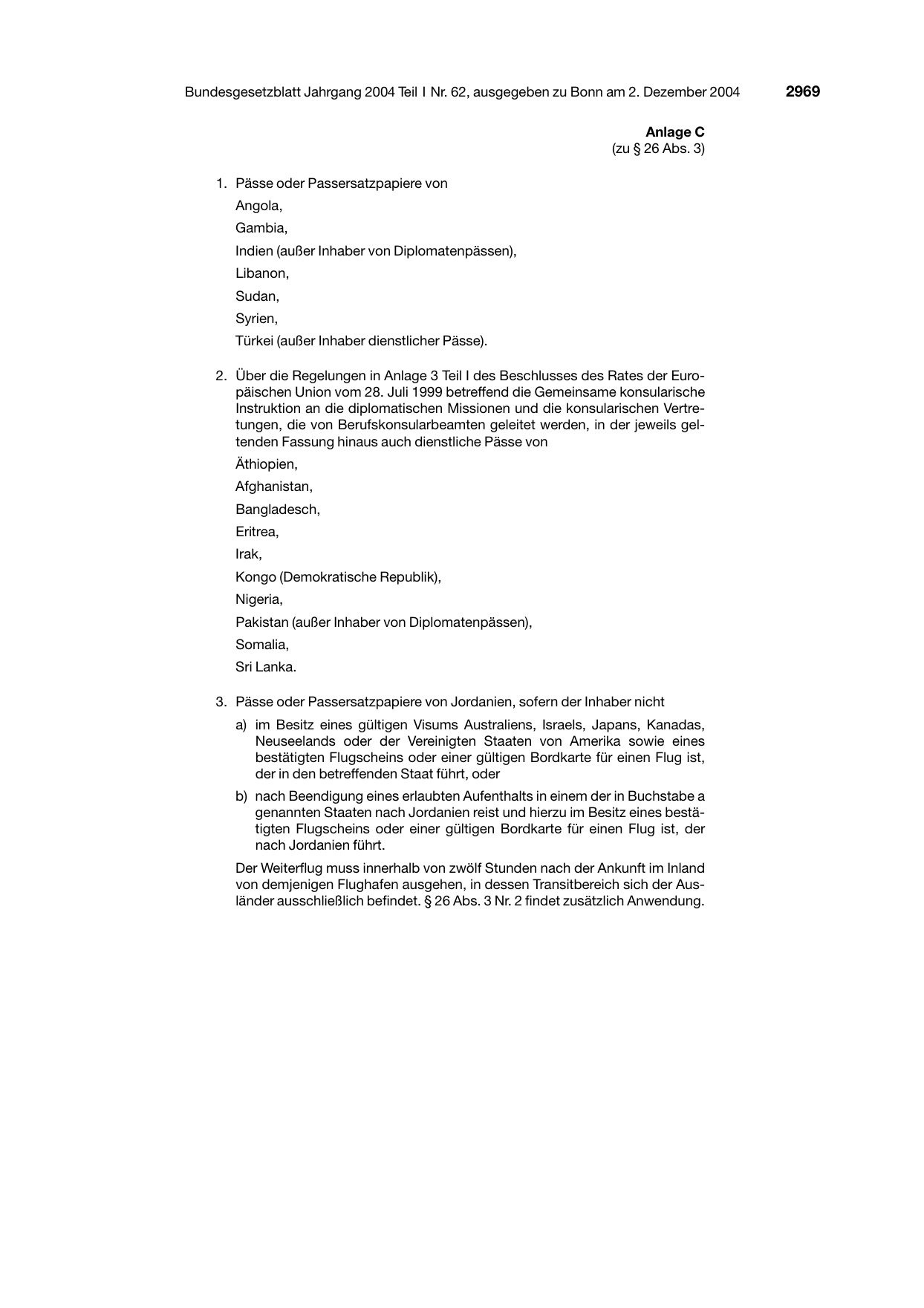 BGBl. 2004, Seite 2969 — Originalseite als Abbildung