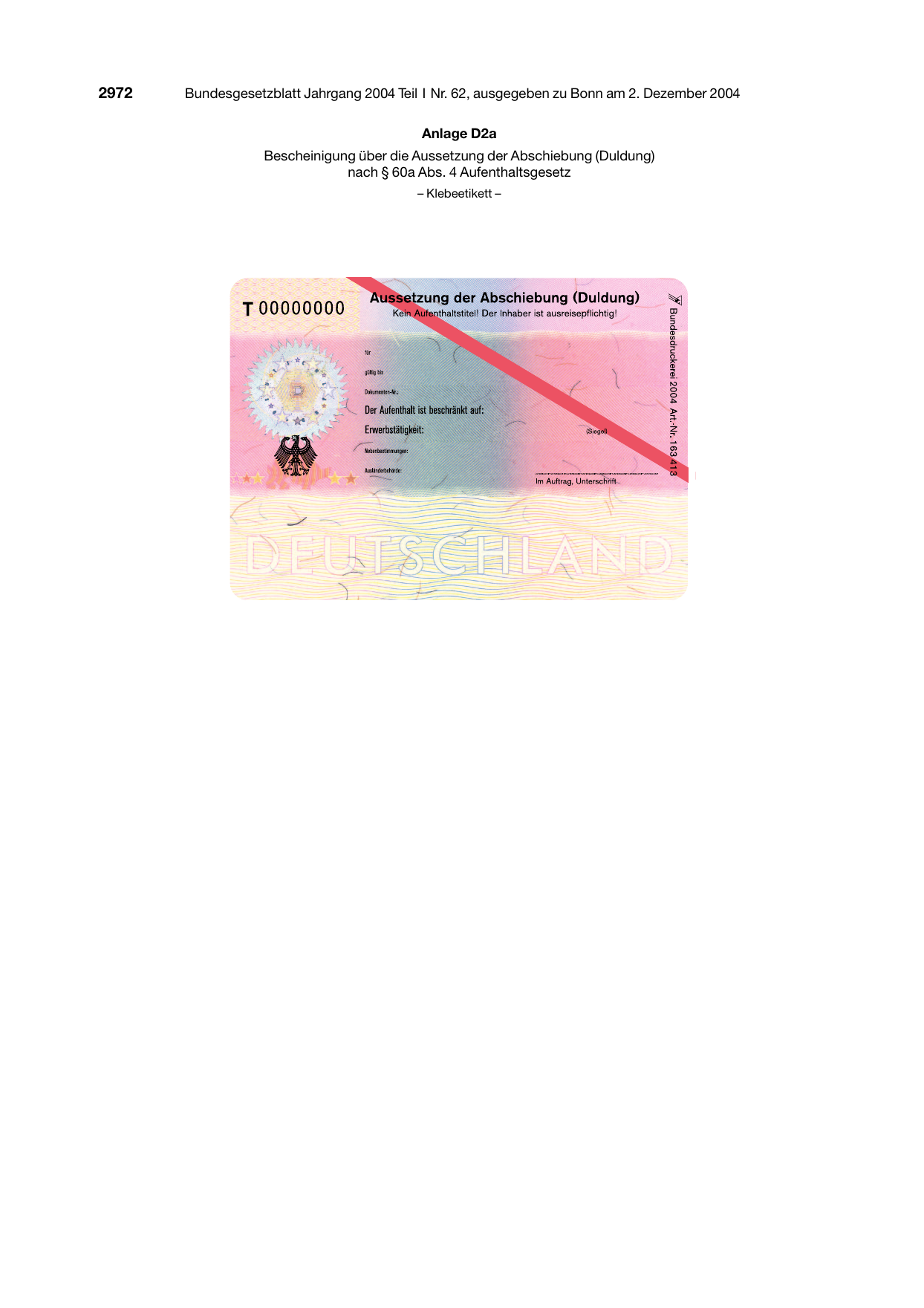BGBl. 2004, Seite 2972 — Originalseite als Abbildung