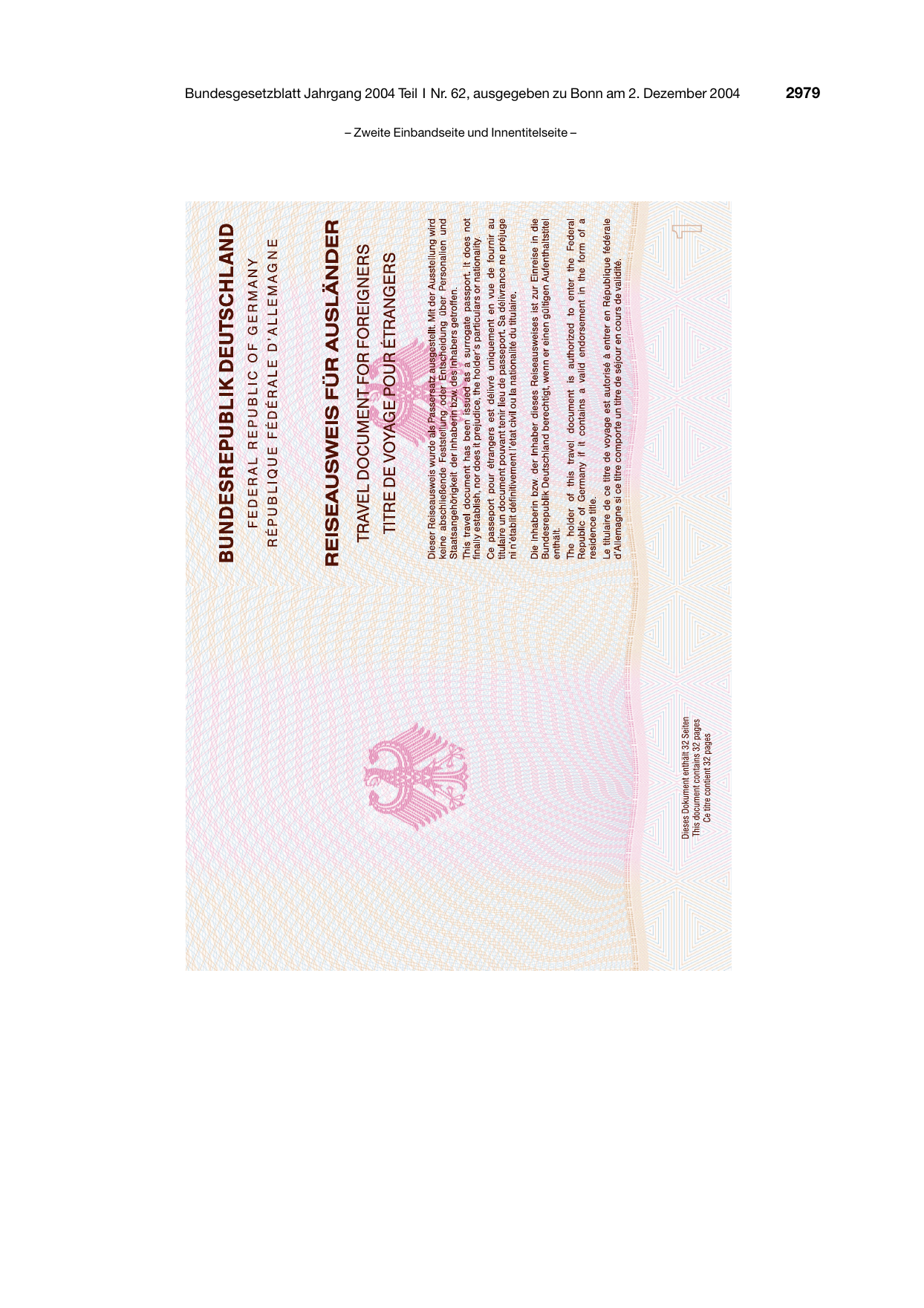 BGBl. 2004, Seite 2979 — Originalseite als Abbildung
