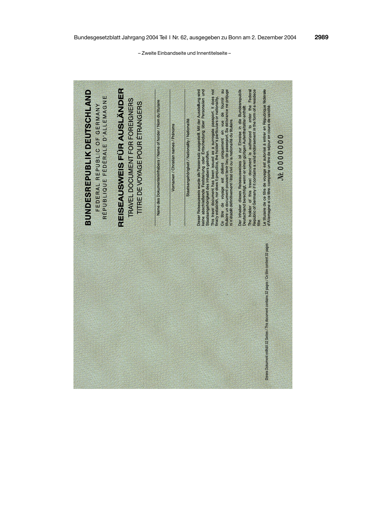 BGBl. 2004, Seite 2989 — Originalseite als Abbildung