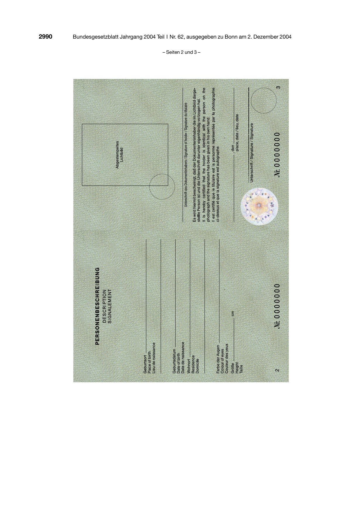 BGBl. 2004, Seite 2990 — Originalseite als Abbildung