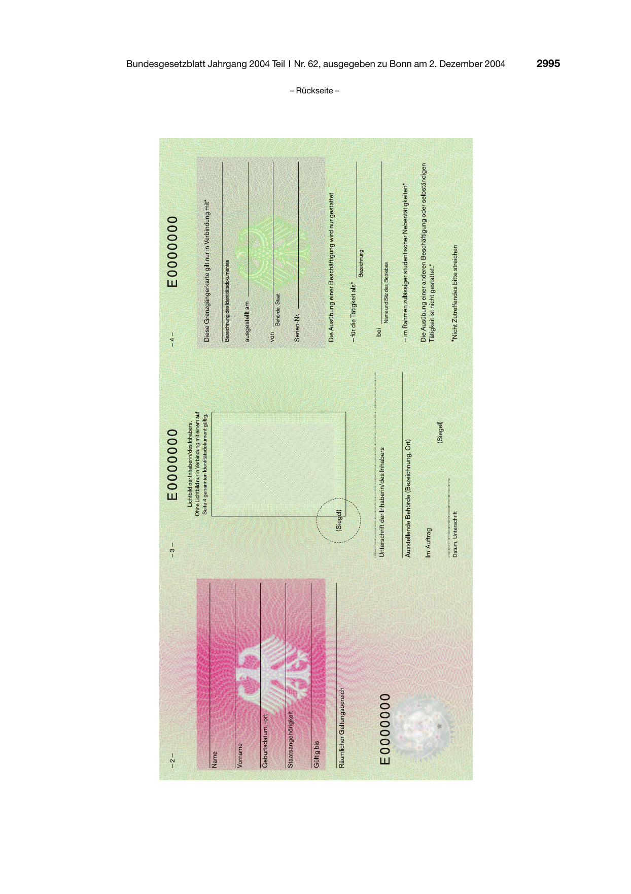 BGBl. 2004, Seite 2995 — Originalseite als Abbildung