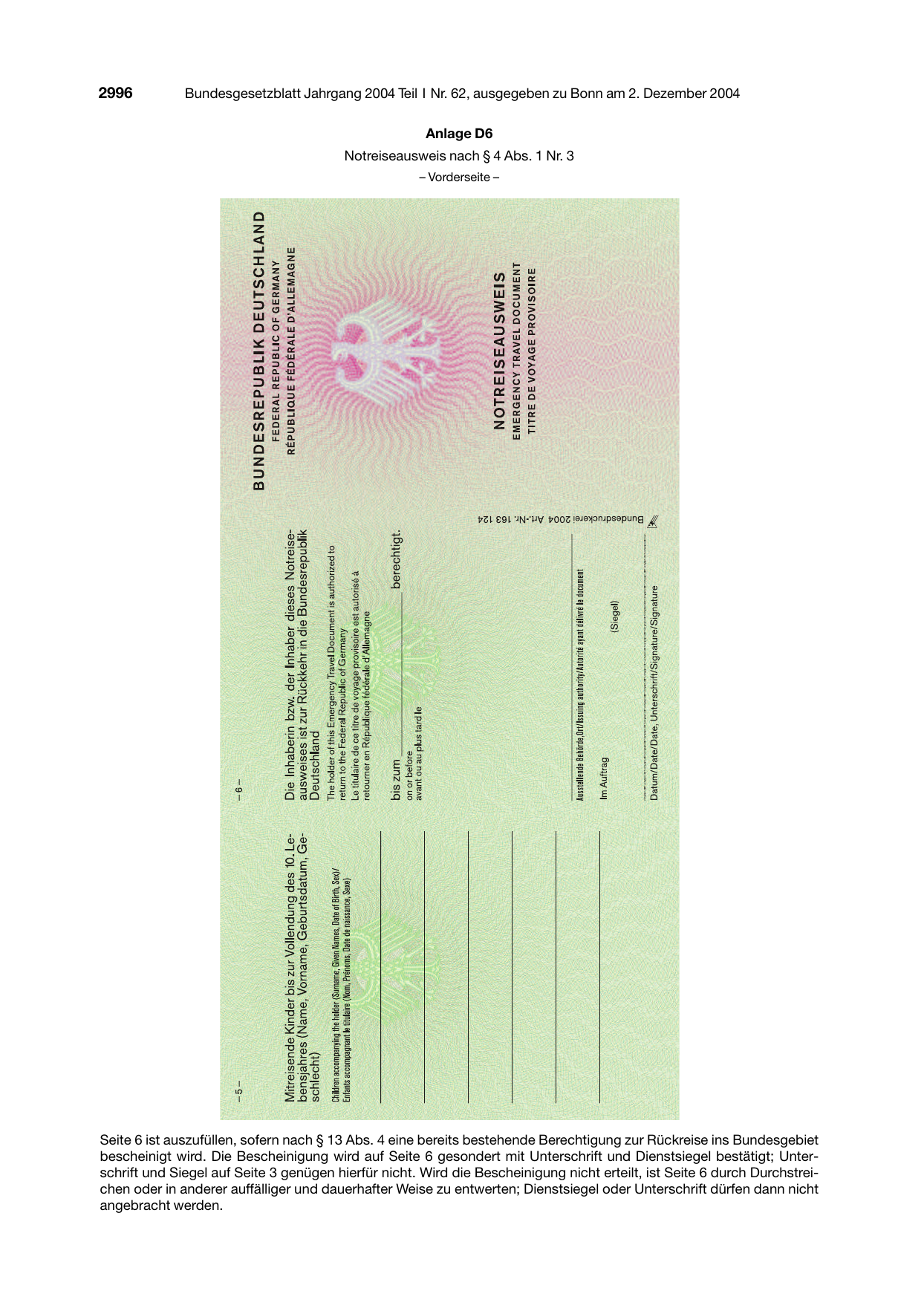 BGBl. 2004, Seite 2996 — Originalseite als Abbildung