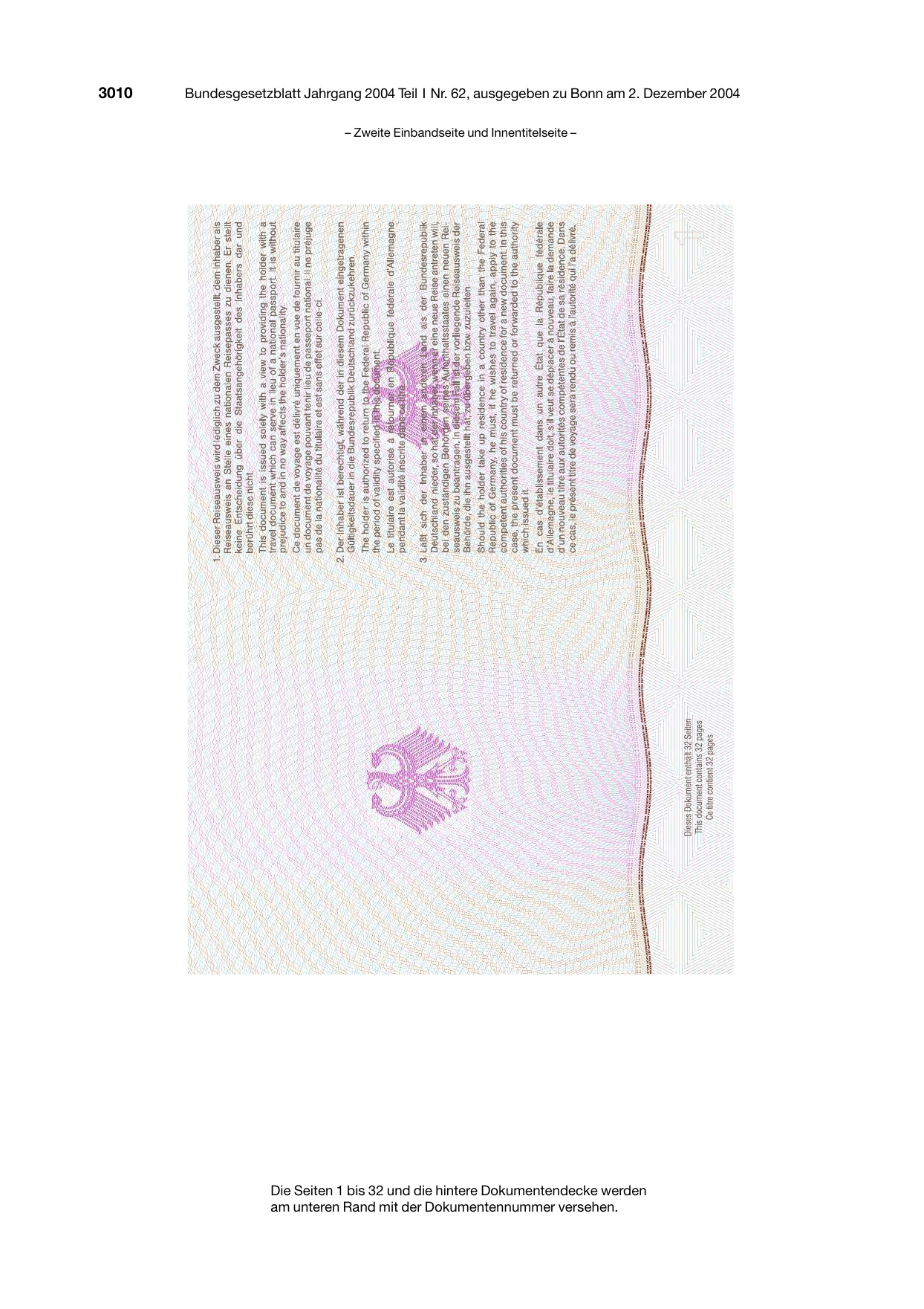 BGBl. 2004, Seite 3010 — Originalseite als Abbildung
