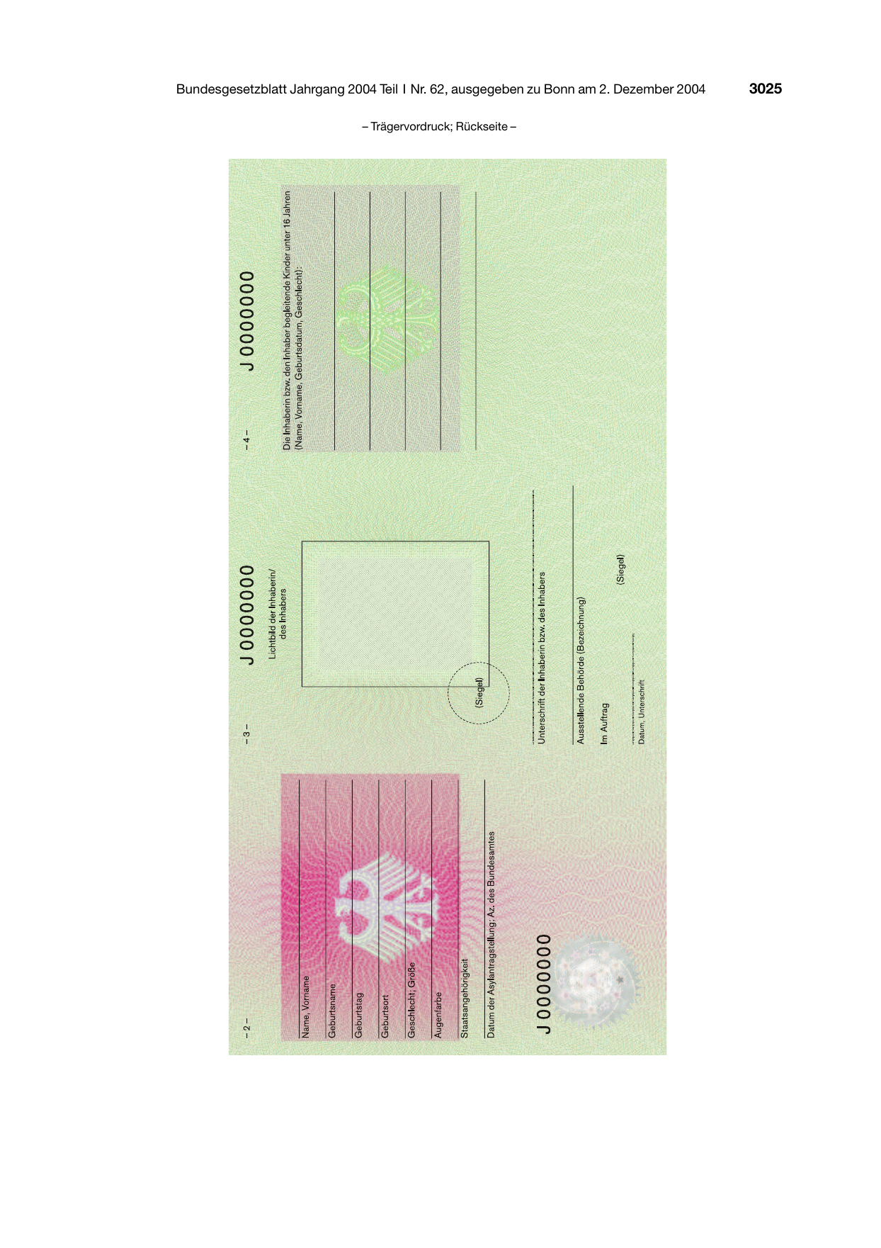 BGBl. 2004, Seite 3025 — Originalseite als Abbildung