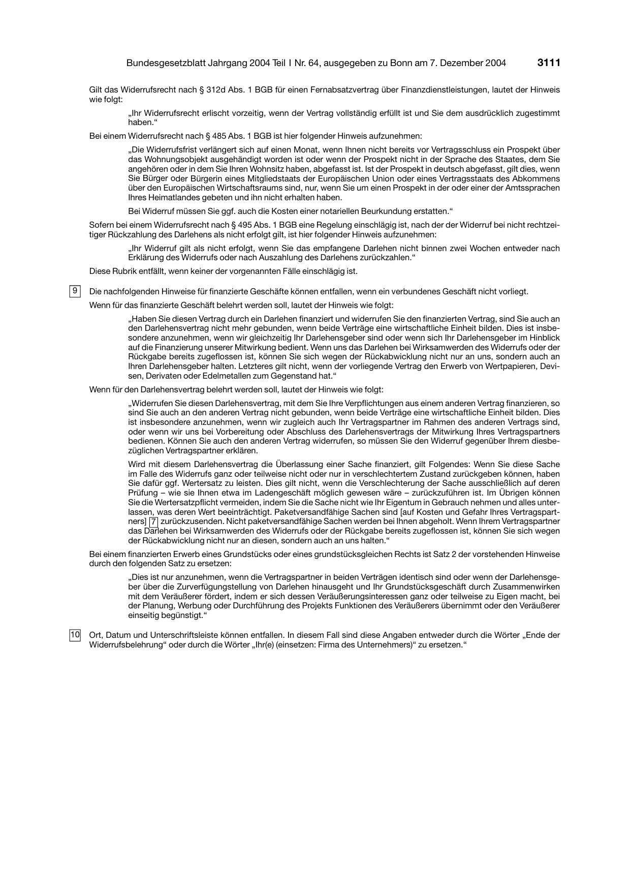 BGBl. 2004, Seite 3111 — Originalseite als Abbildung