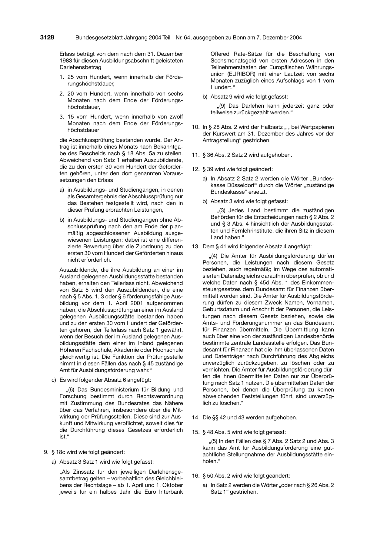 BGBl. 2004, Seite 3128 — Originalseite als Abbildung