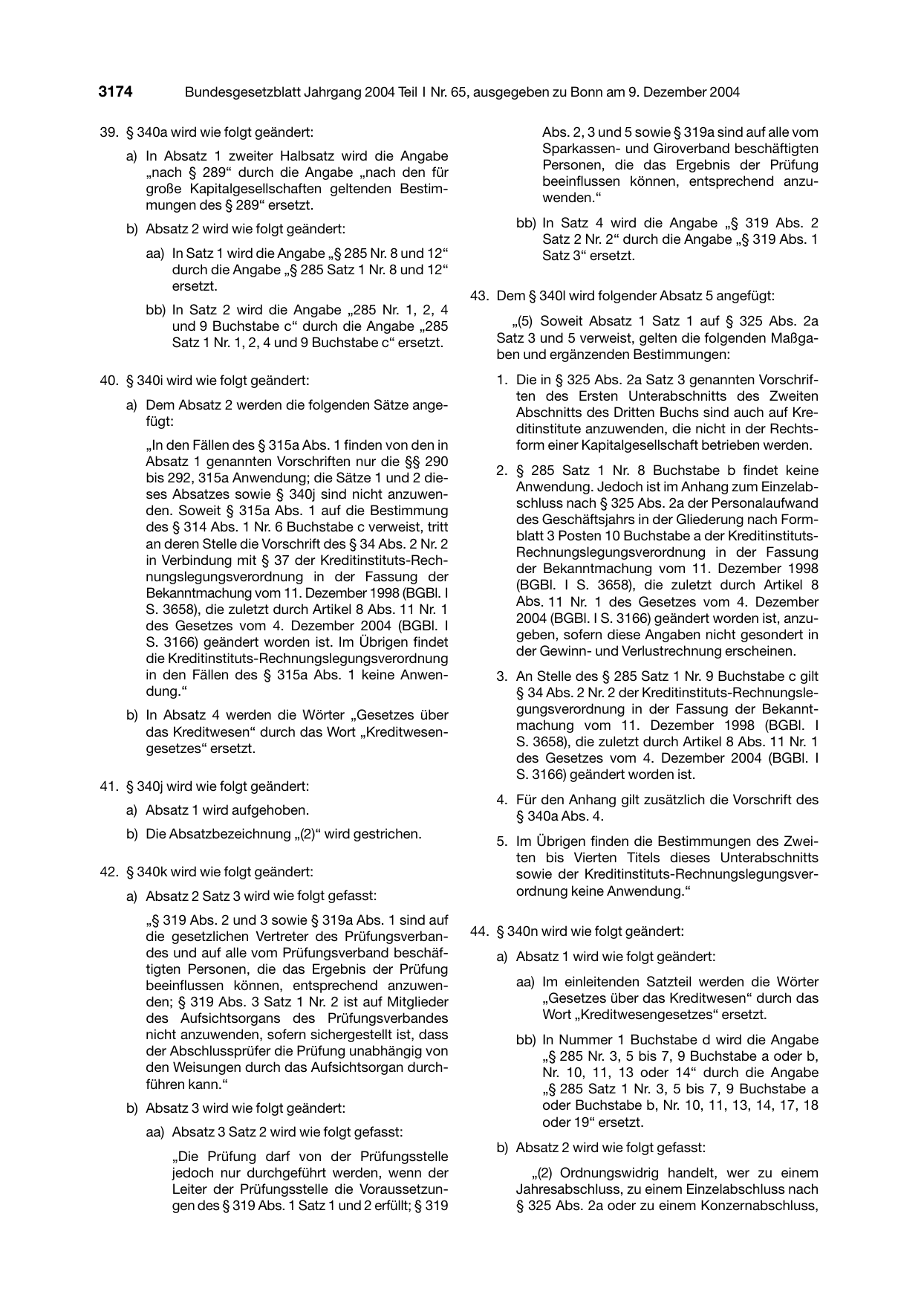 BGBl. 2004, Seite 3174 — Originalseite als Abbildung