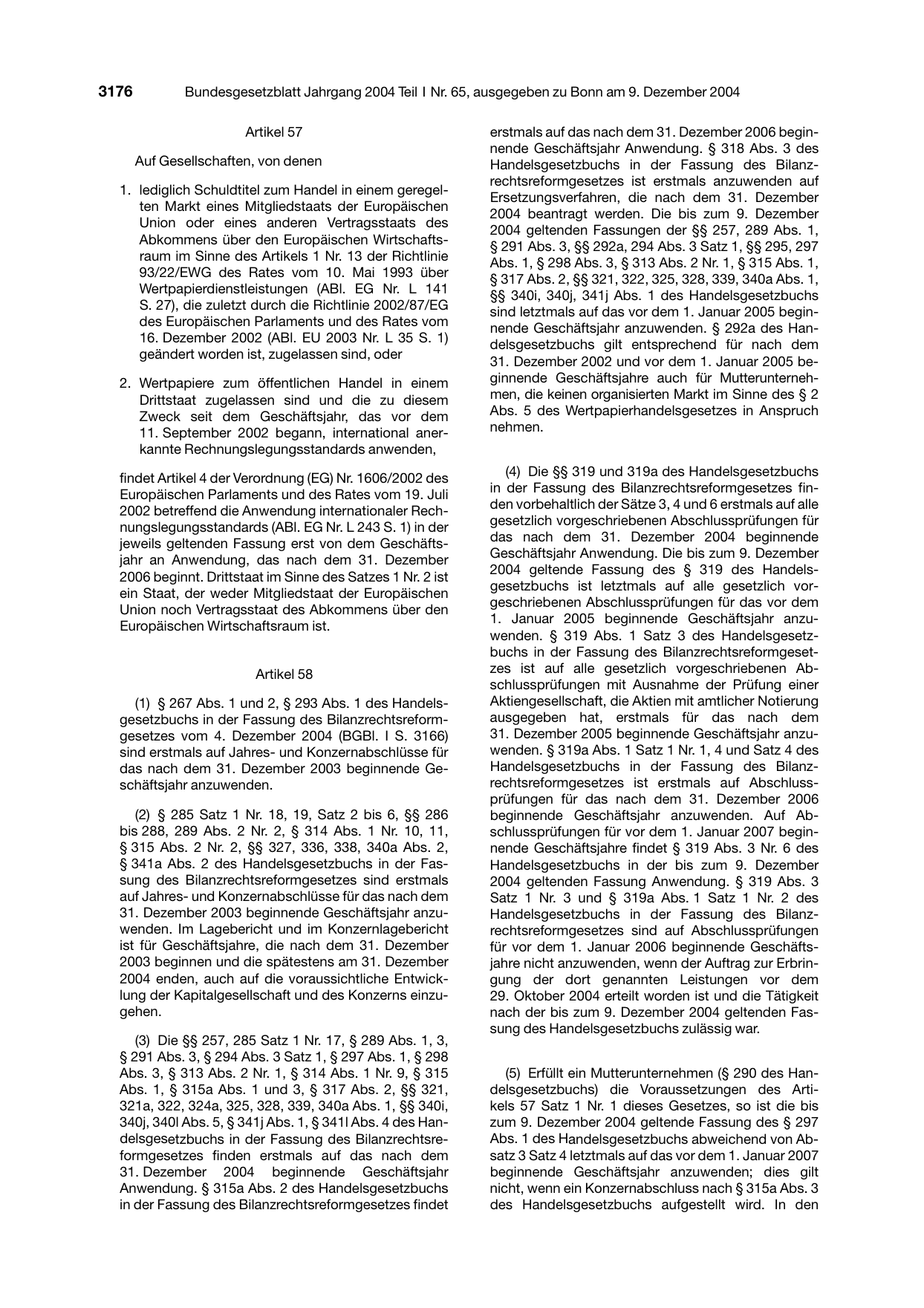BGBl. 2004, Seite 3176 — Originalseite als Abbildung