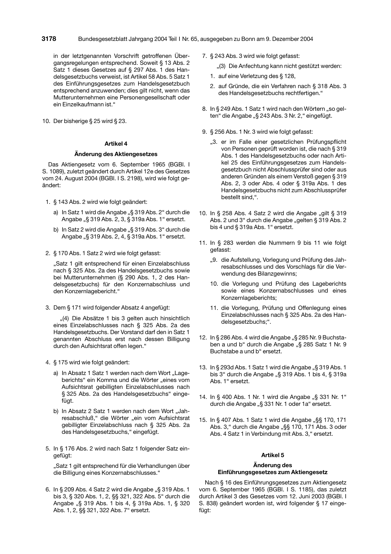 BGBl. 2004, Seite 3178 — Originalseite als Abbildung