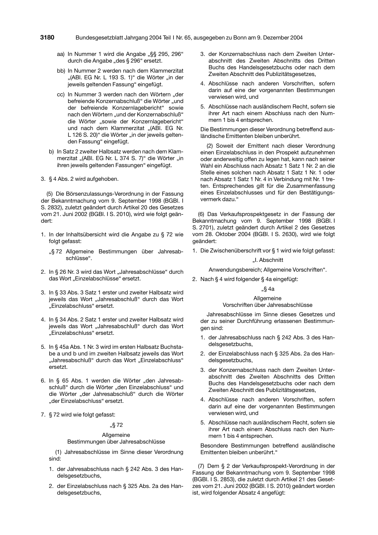BGBl. 2004, Seite 3180 — Originalseite als Abbildung