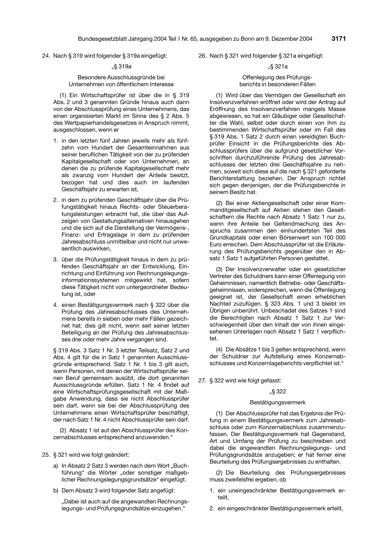 BGBl. 2004, Seite 3171 — Originalseite als Abbildung
