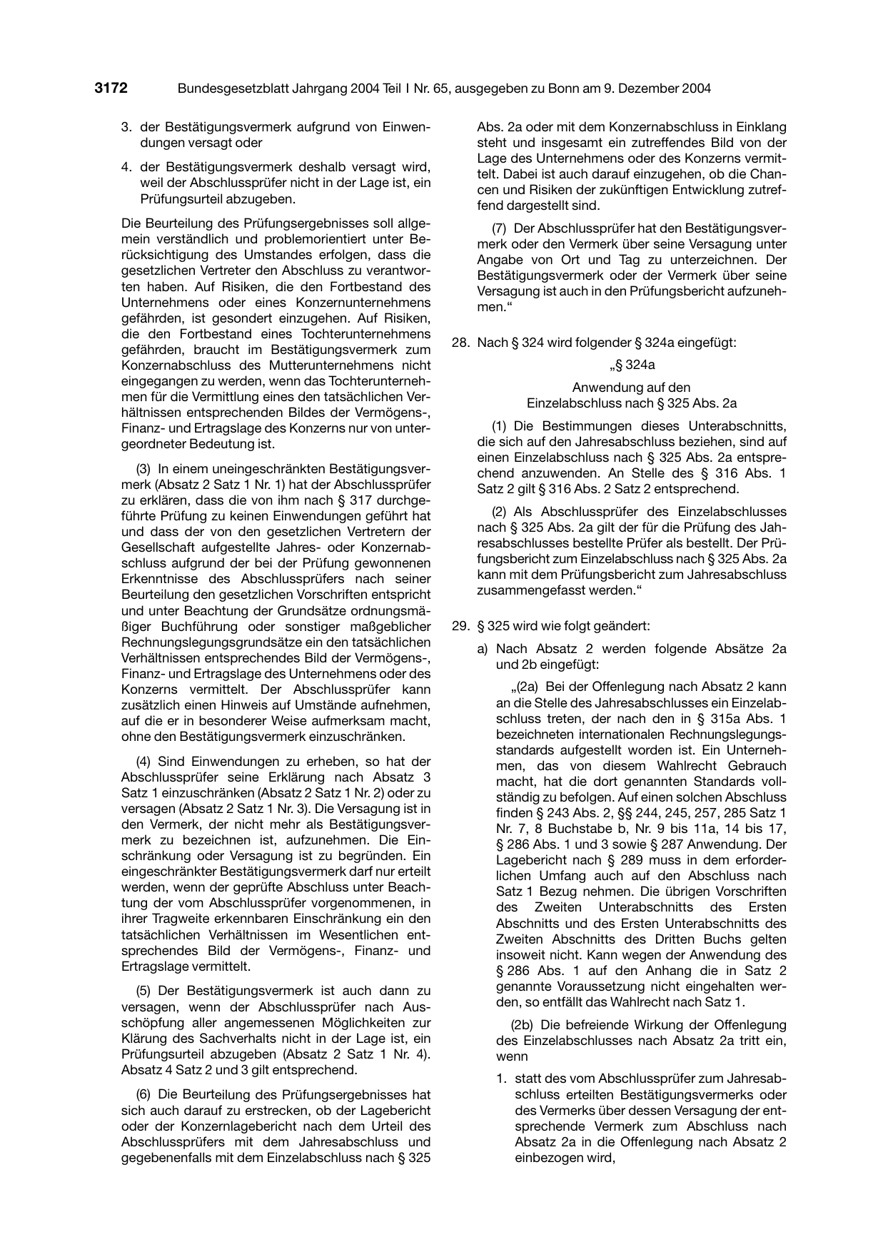 BGBl. 2004, Seite 3172 — Originalseite als Abbildung