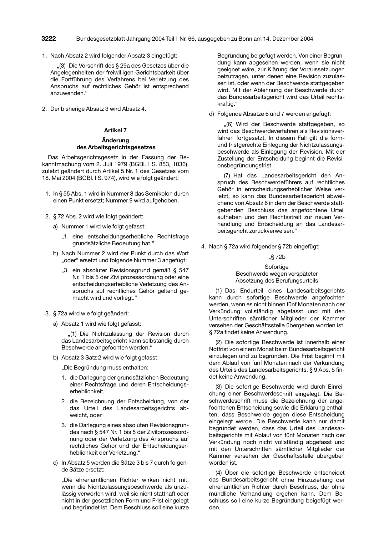 BGBl. 2004, Seite 3222 — Originalseite als Abbildung