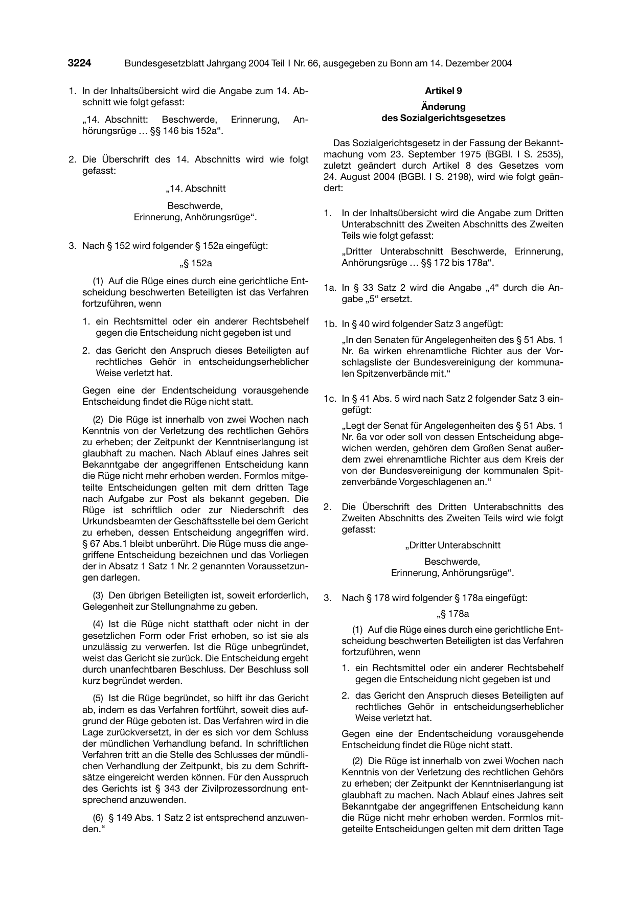 BGBl. 2004, Seite 3224 — Originalseite als Abbildung