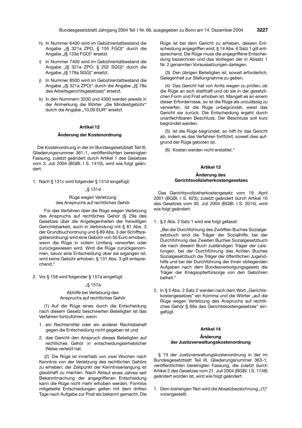 BGBl. 2004, Seite 3227 — Originalseite als Abbildung