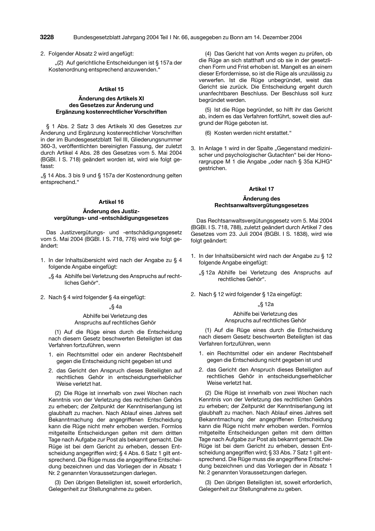 BGBl. 2004, Seite 3228 — Originalseite als Abbildung
