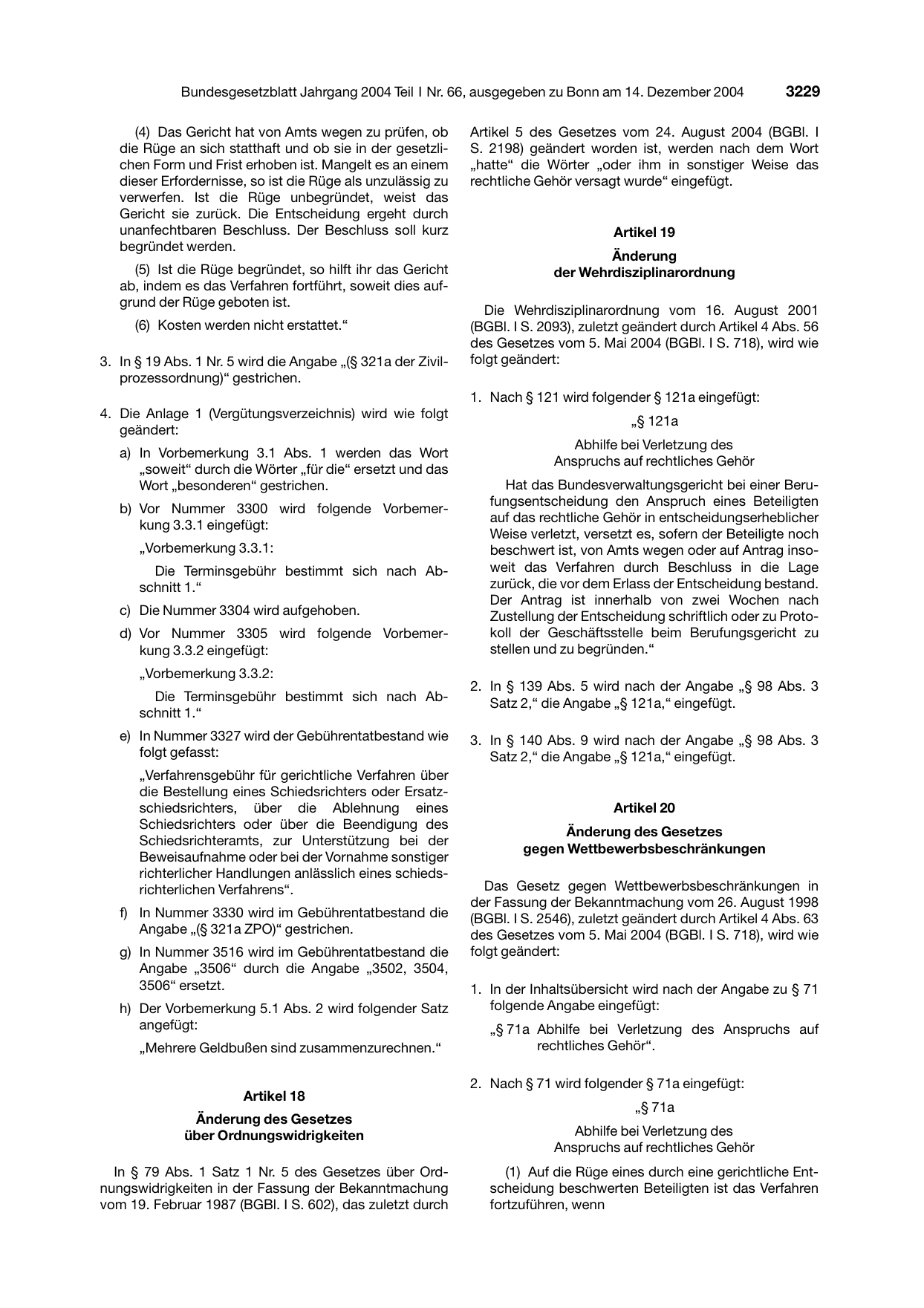 BGBl. 2004, Seite 3229 — Originalseite als Abbildung