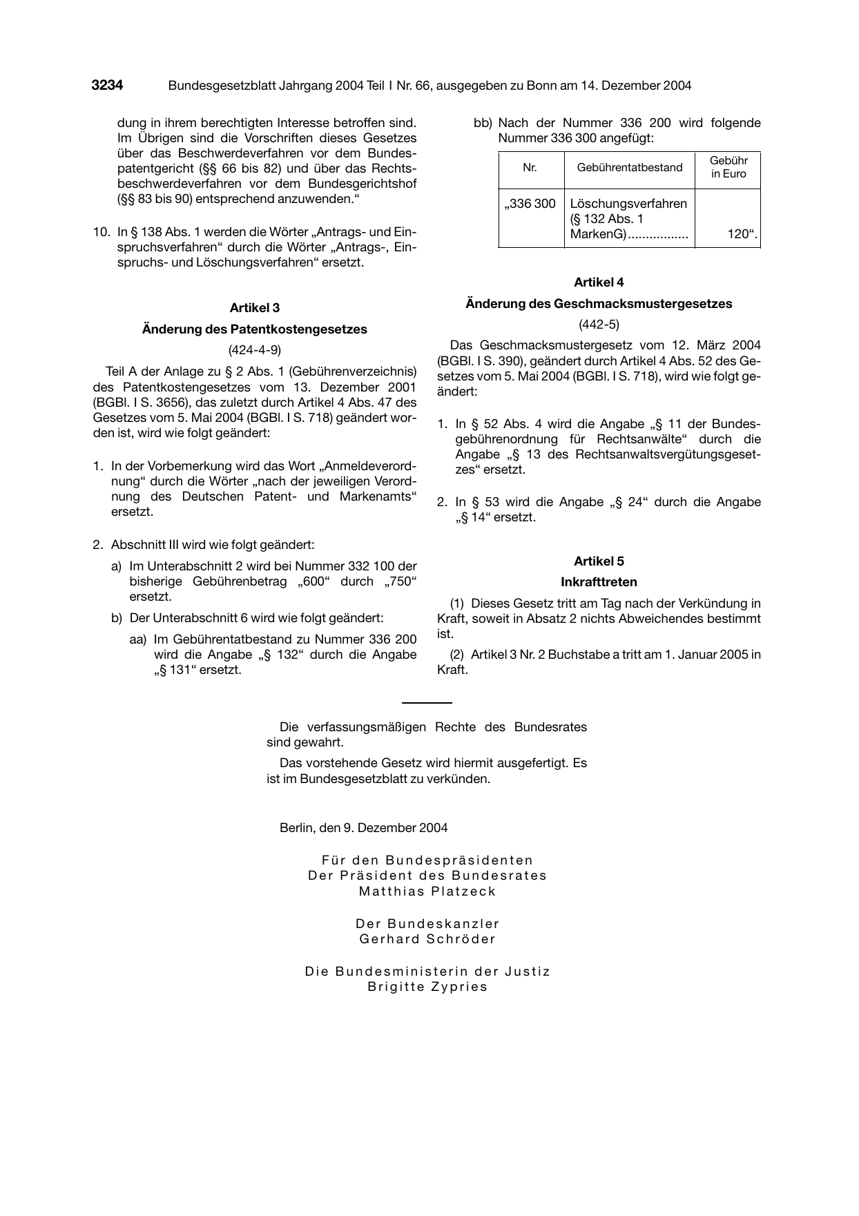 BGBl. 2004, Seite 3234 — Originalseite als Abbildung