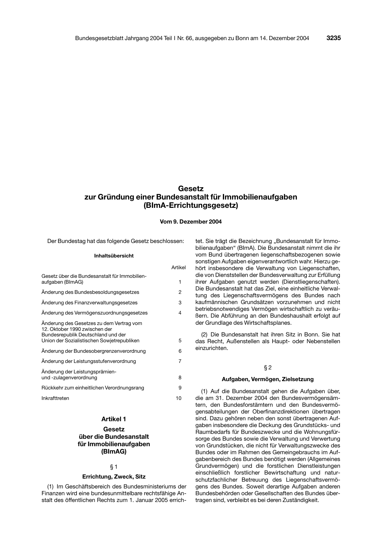 BGBl. 2004, Seite 3235 — Originalseite als Abbildung