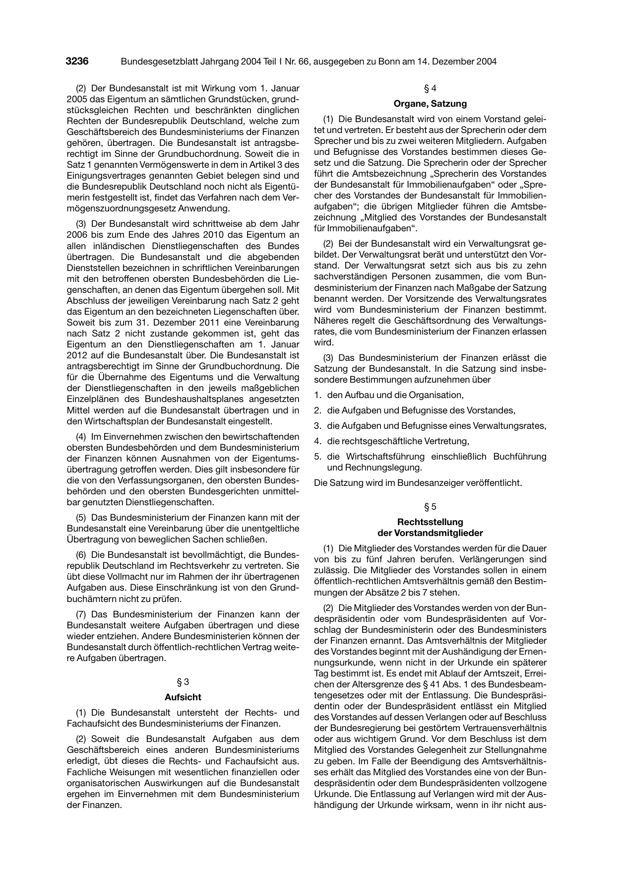 BGBl. 2004, Seite 3236 — Originalseite als Abbildung