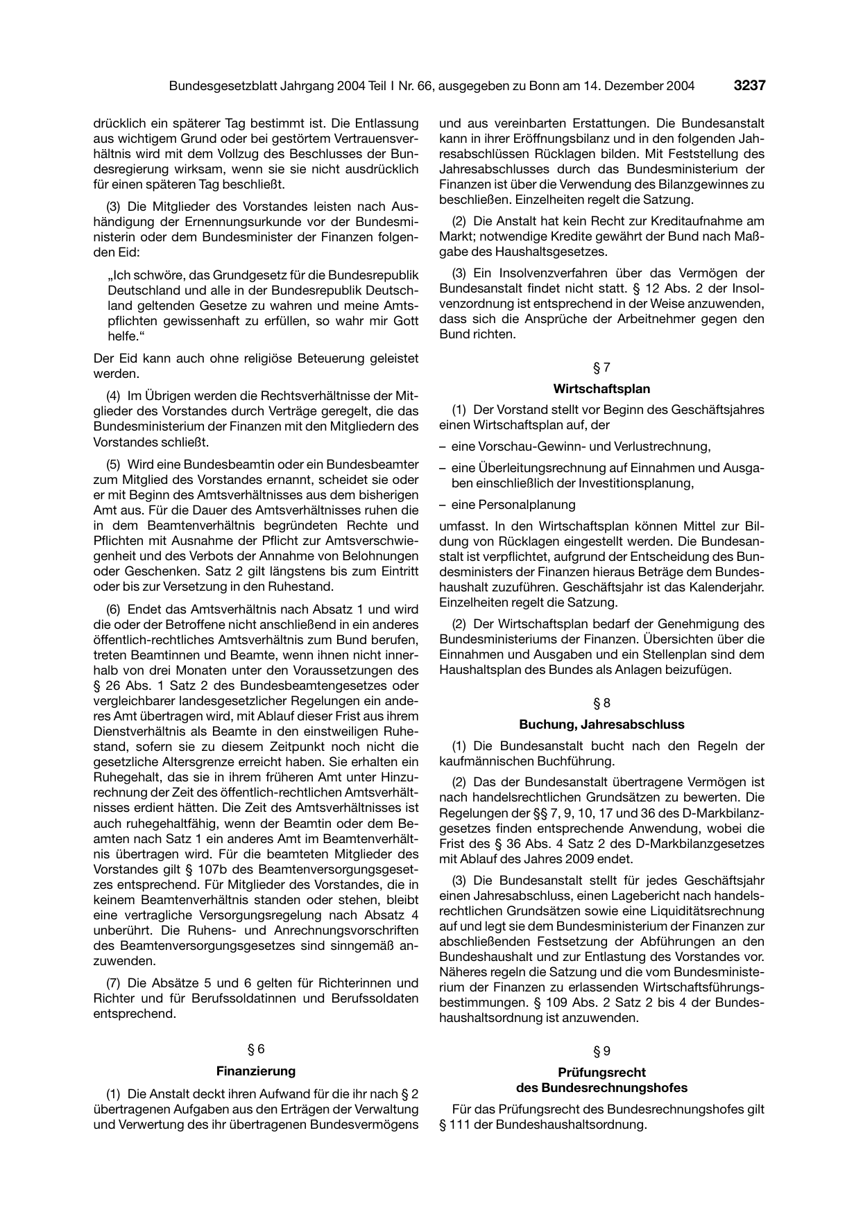 BGBl. 2004, Seite 3237 — Originalseite als Abbildung