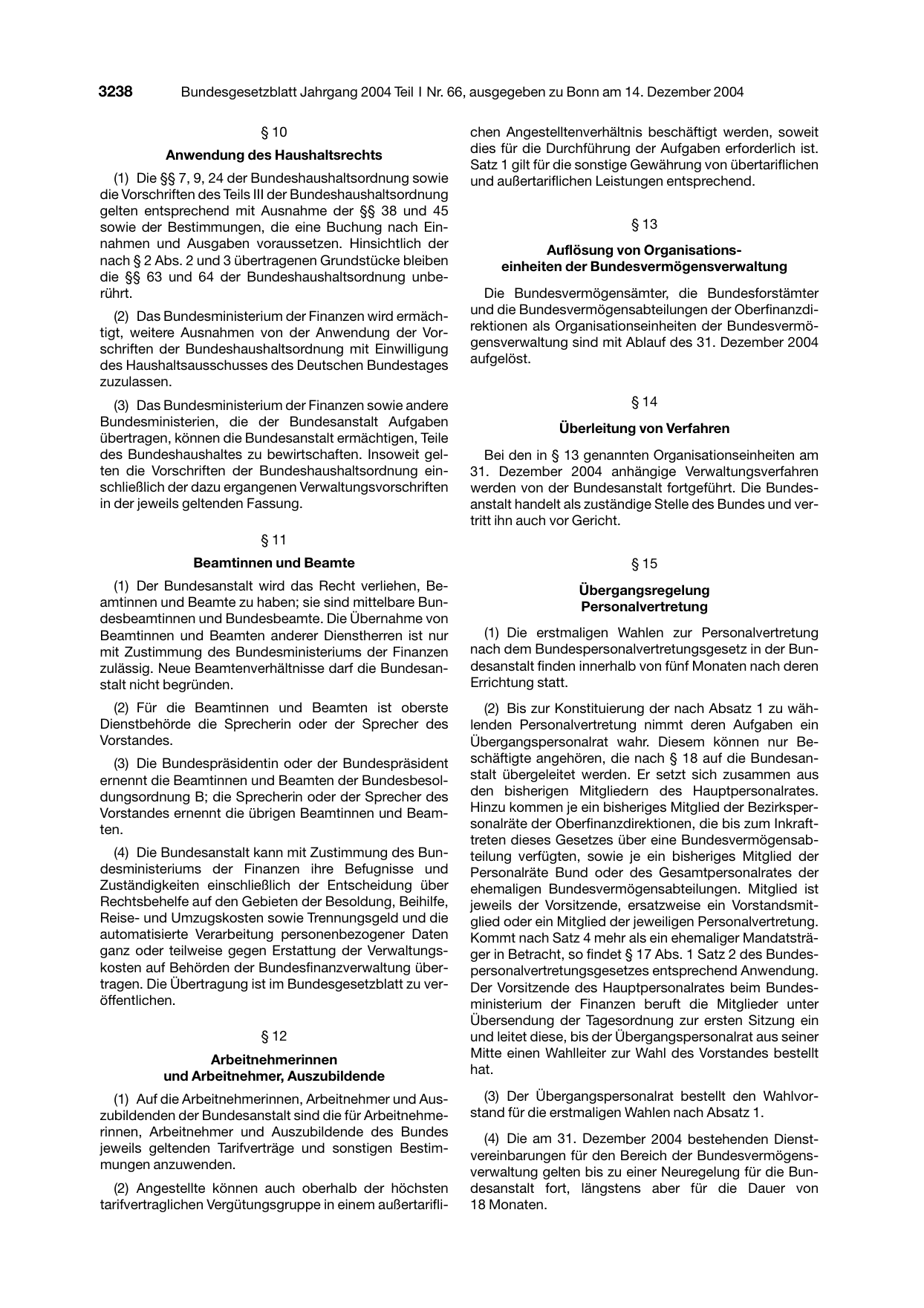 BGBl. 2004, Seite 3238 — Originalseite als Abbildung