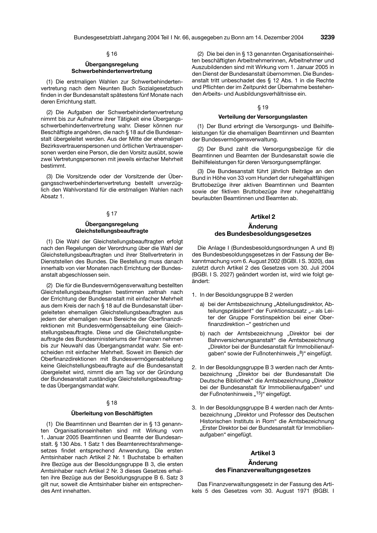 BGBl. 2004, Seite 3239 — Originalseite als Abbildung