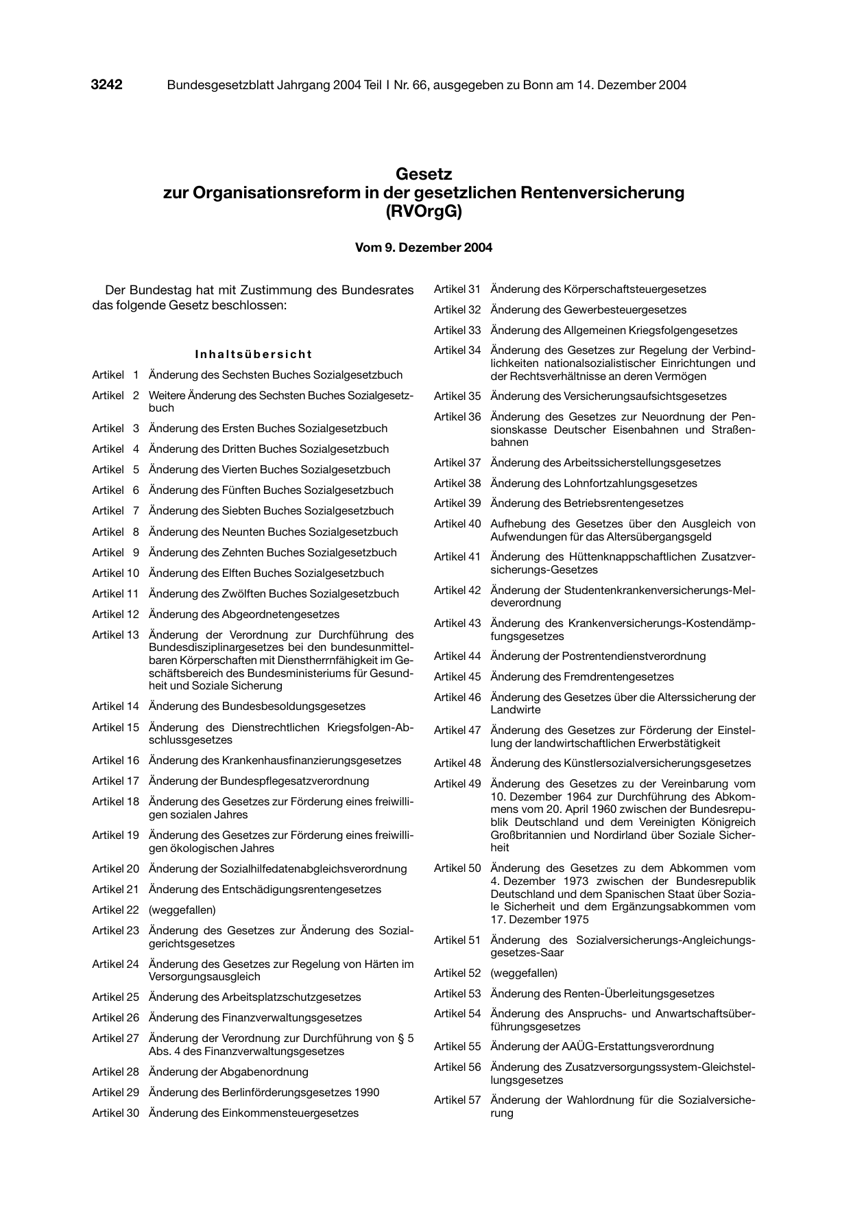 BGBl. 2004, Seite 3242 — Originalseite als Abbildung