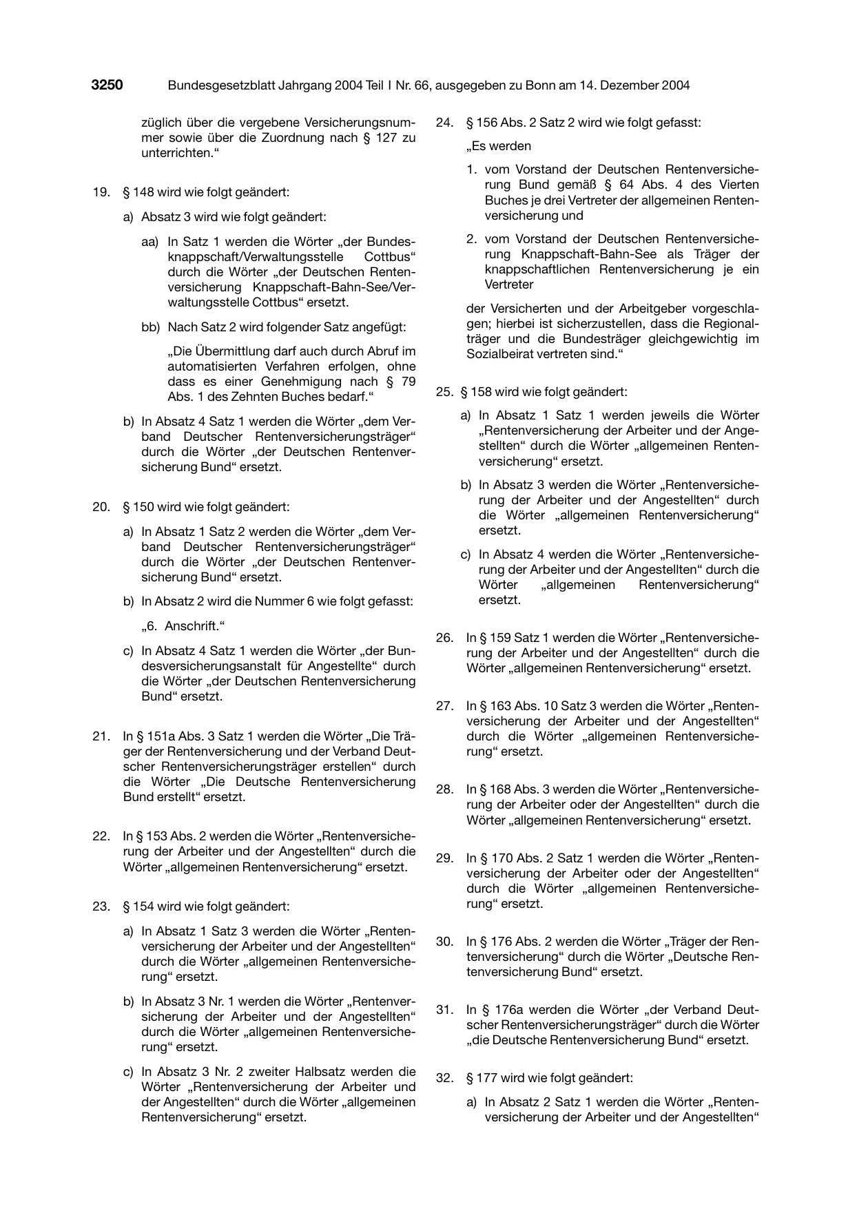 BGBl. 2004, Seite 3250 — Originalseite als Abbildung