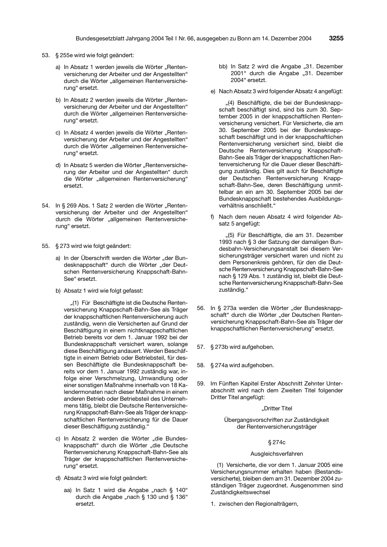 BGBl. 2004, Seite 3255 — Originalseite als Abbildung