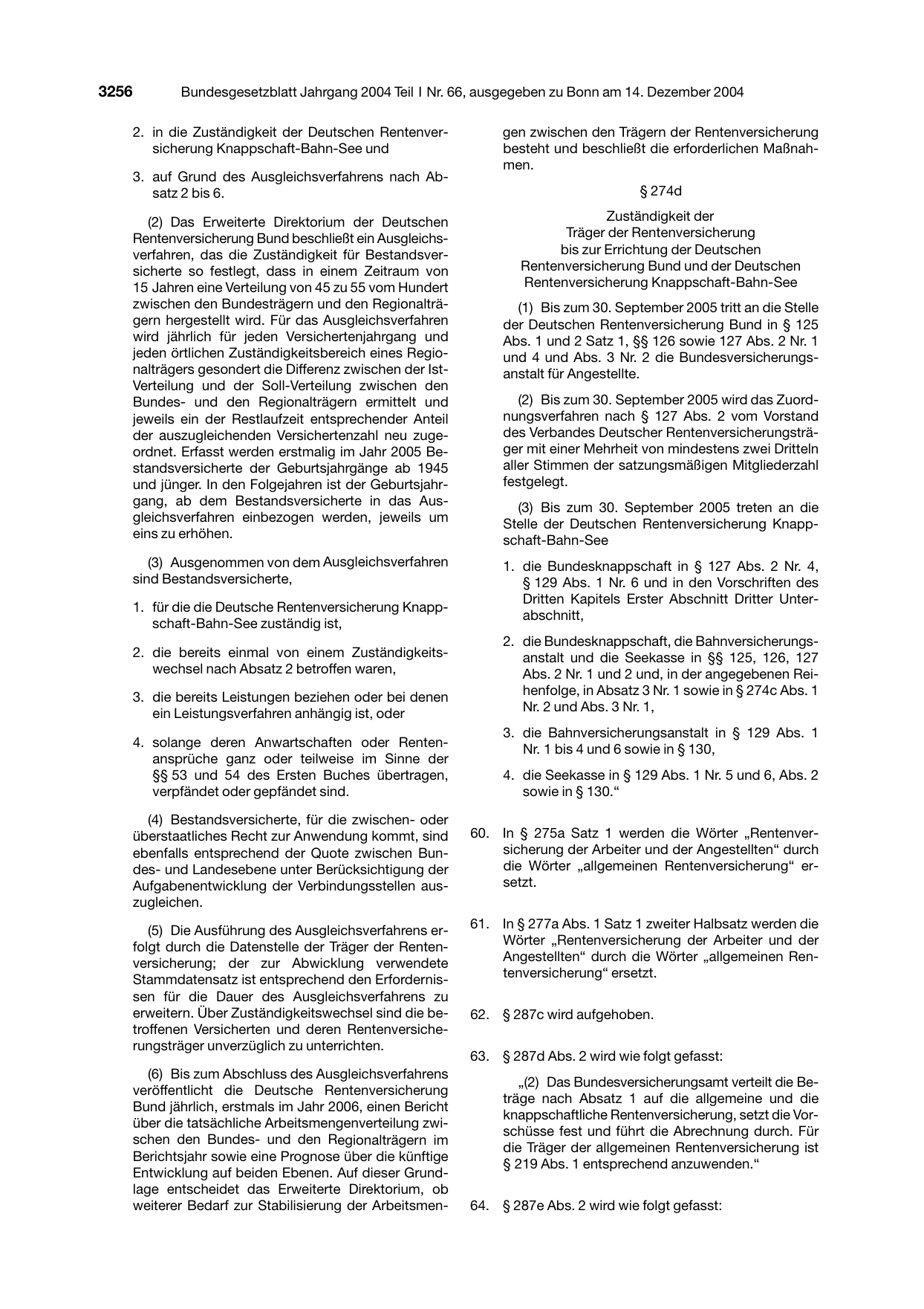 BGBl. 2004, Seite 3256 — Originalseite als Abbildung